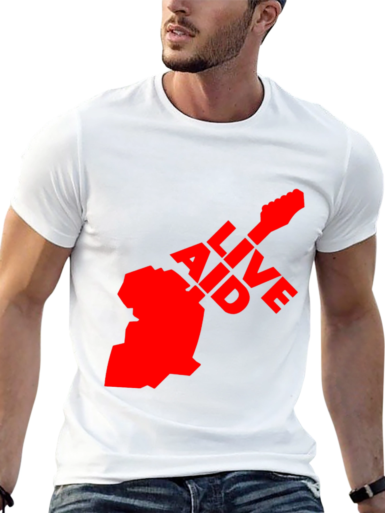 Live Aid Guitar Graphic Tee - Black Cotton - 13