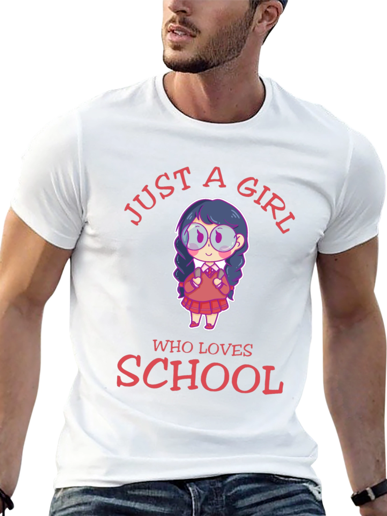 Black Just A Girl Who Loves School T-Shirt view 13