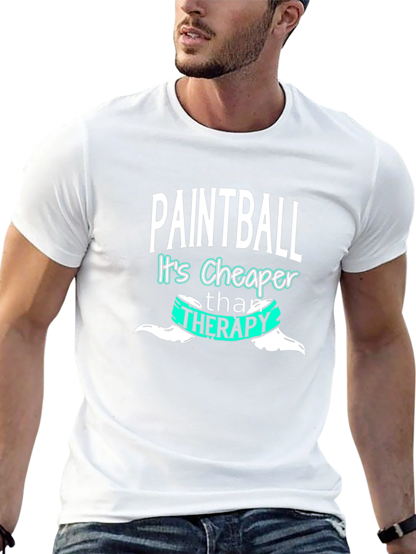 Black Paintball Therapy Funny T-Shirt view 13