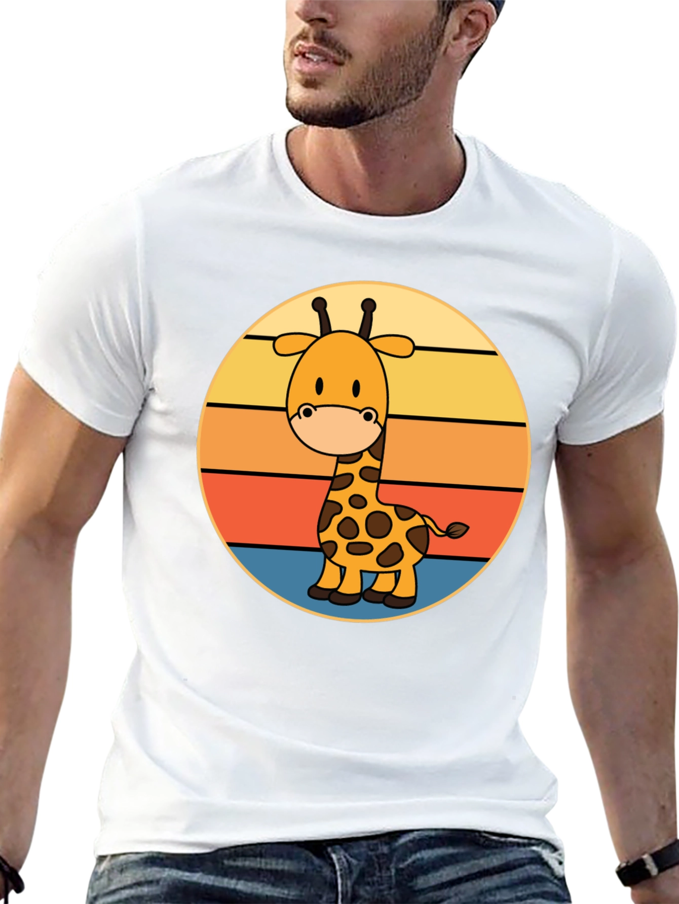 Black Giraffe Retro Sunset T-Shirt view 13