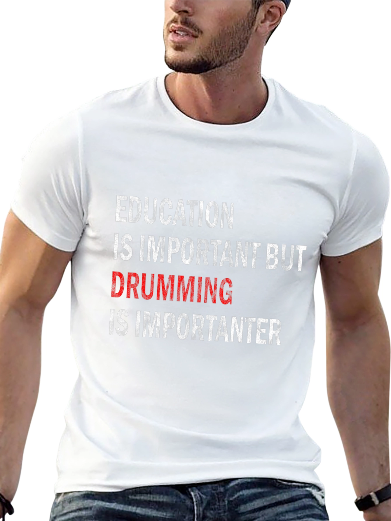 Black Drumming is Importanter T-Shirt - Black Cotton Tee view 13
