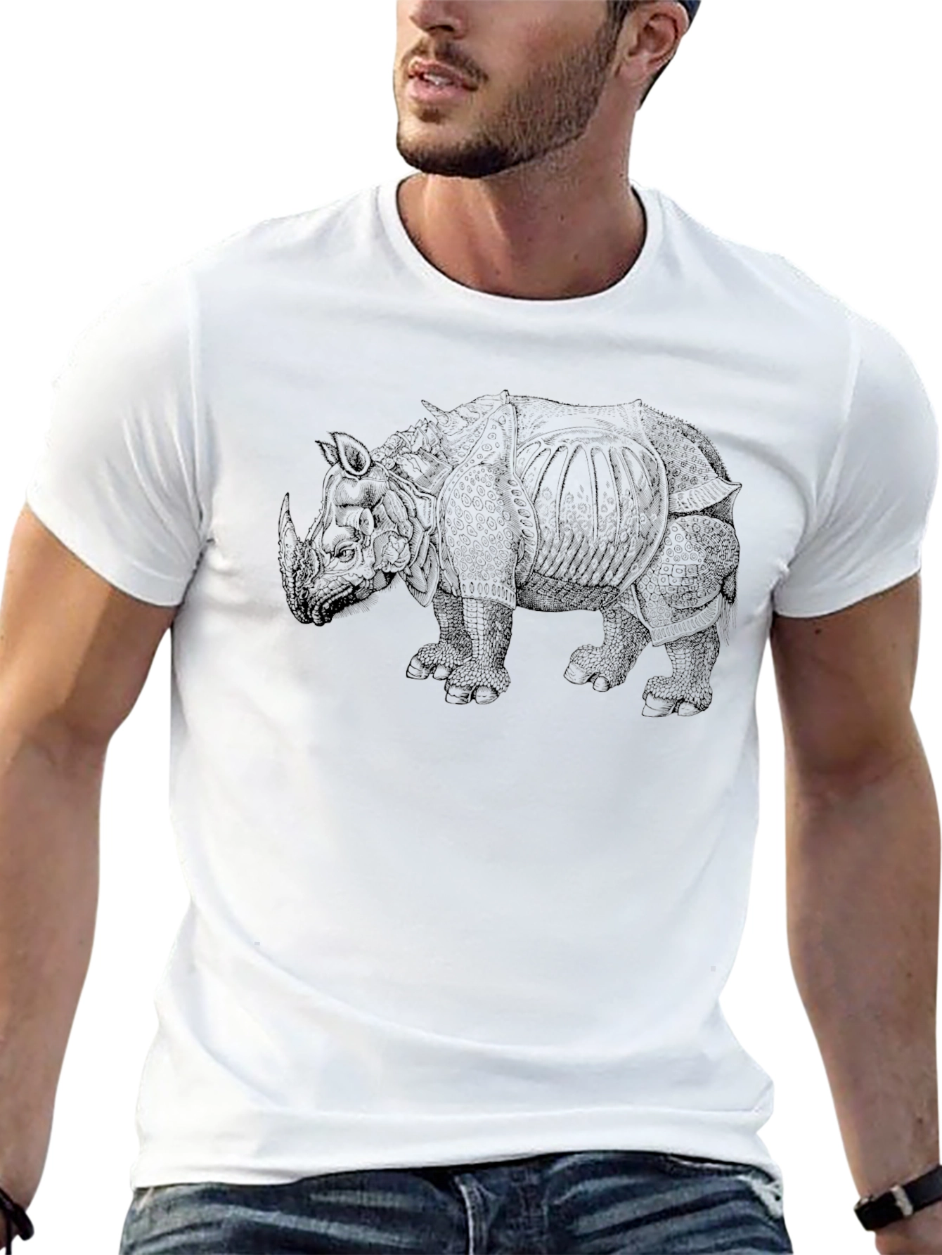 Black Rhino Graphic Print Black T-Shirt view 13