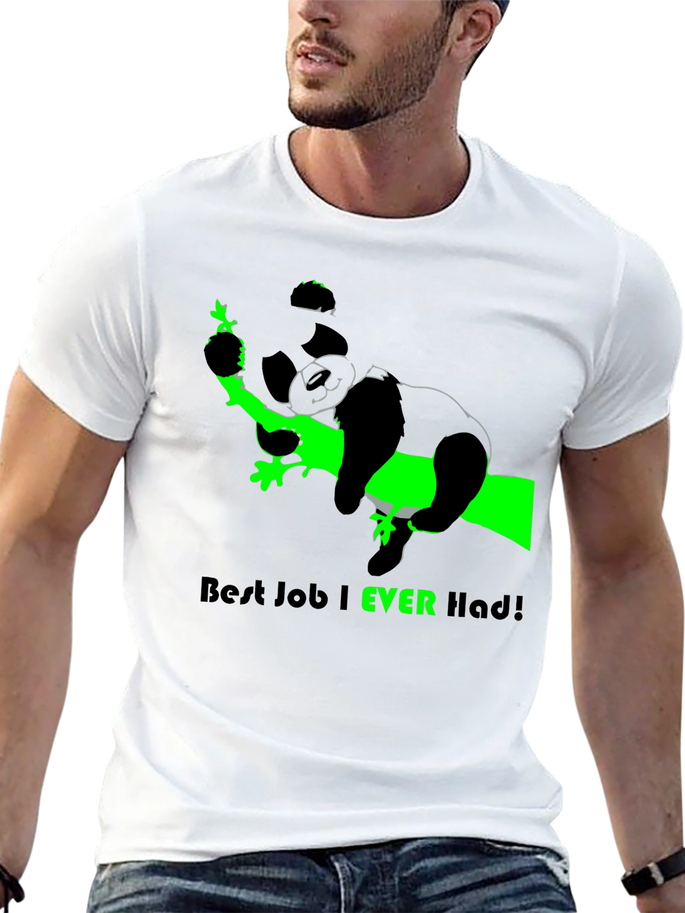 Black Best Job Ever T-Shirt - Relaxed Panda Design view 13