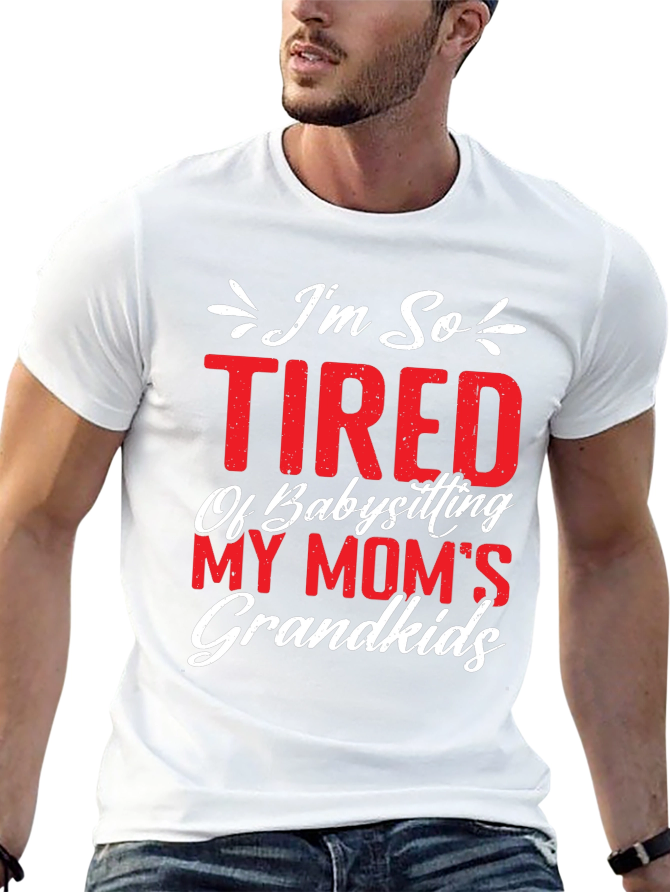 Black Tired of Babysitting Mom's Grandkids T-Shirt view 13