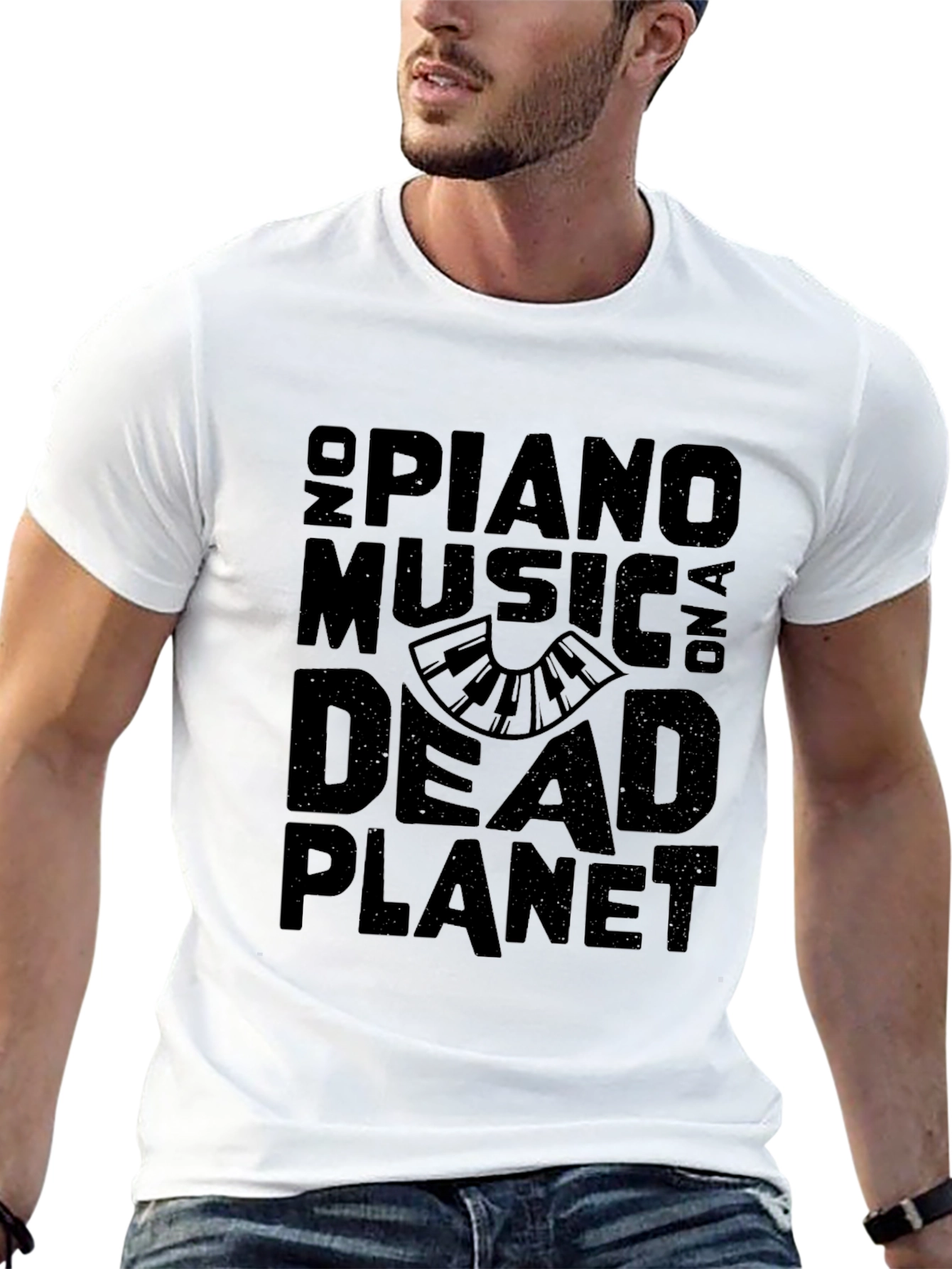 Black No Piano Music On A Dead Planet Black T-Shirt view 13