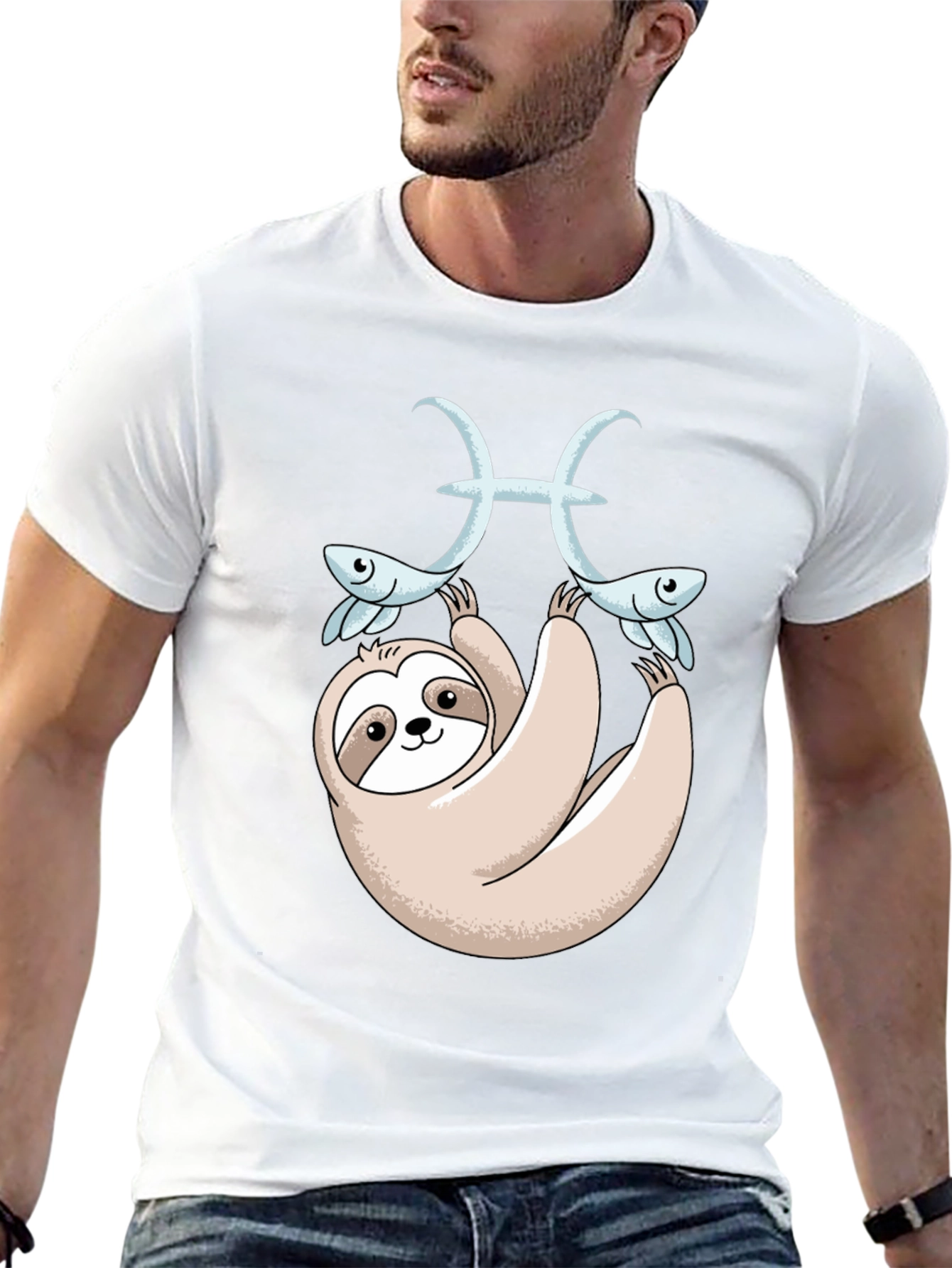 Black Sloth Pisces Zodiac T-Shirt Funny Horoscope Tee view 13