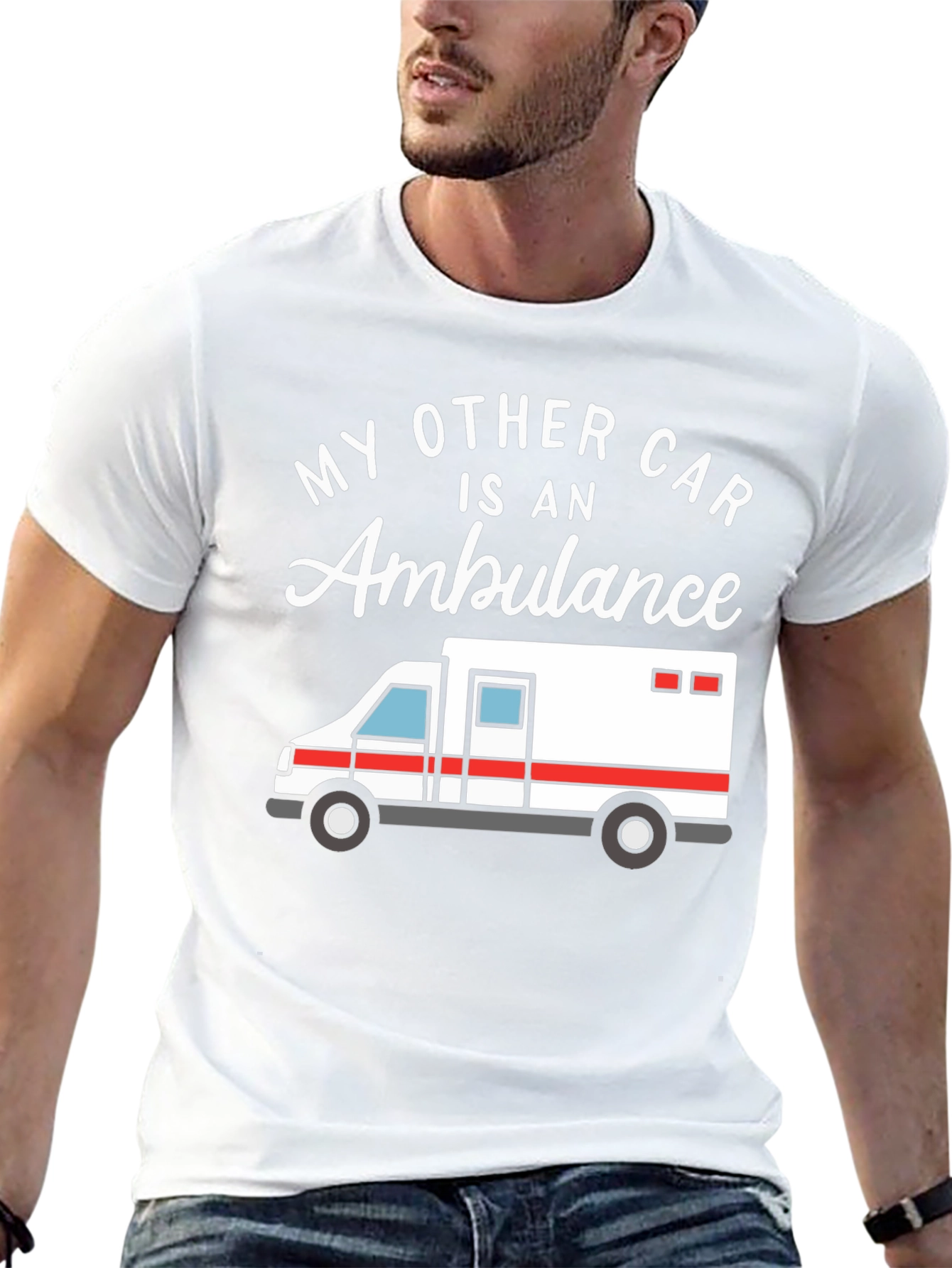 Black My Other Car Is An Ambulance Funny EMT T-Shirt view 13