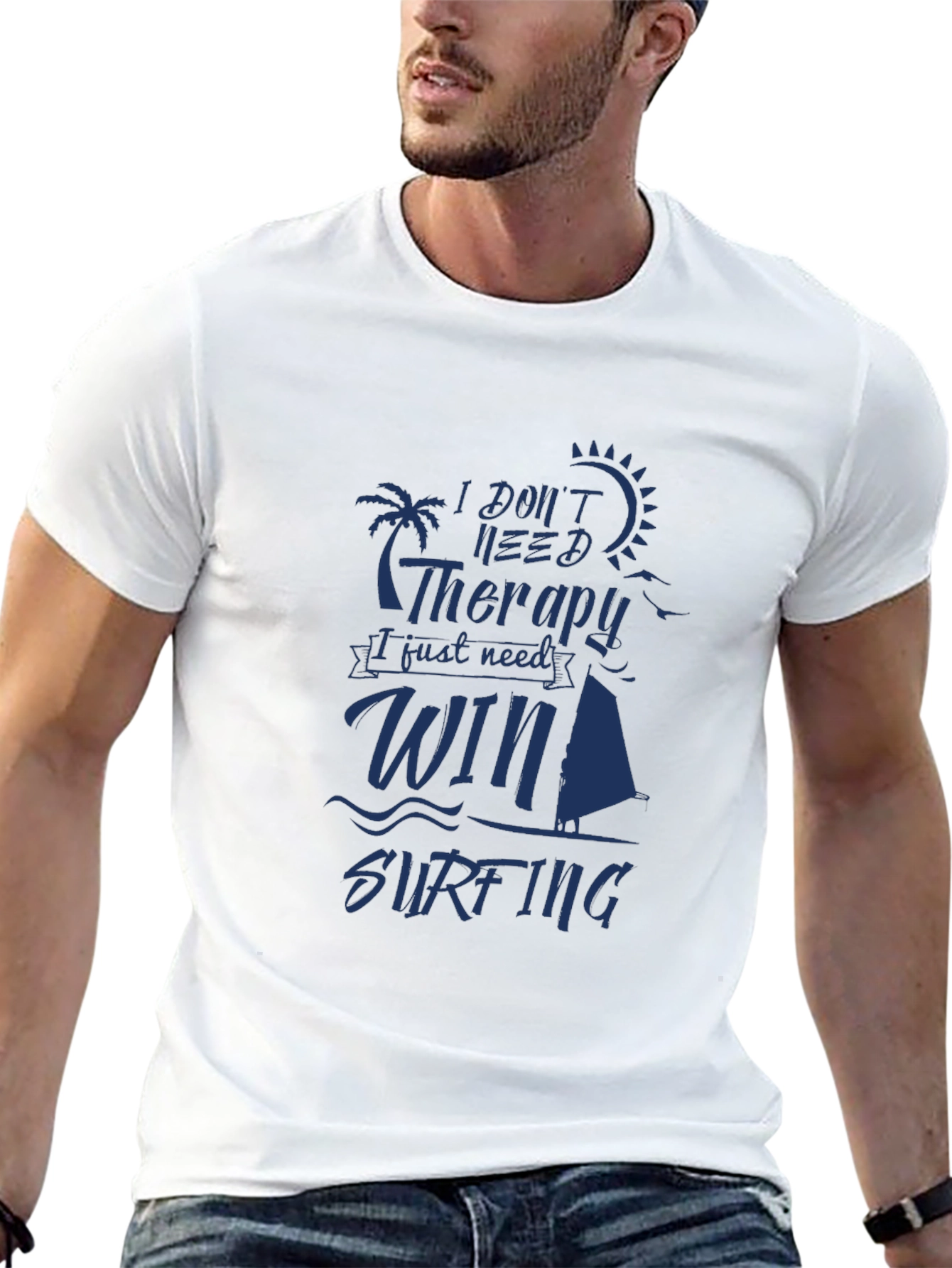 Black Windsurfing Therapy Tee - Black Cotton T-Shirt view 13