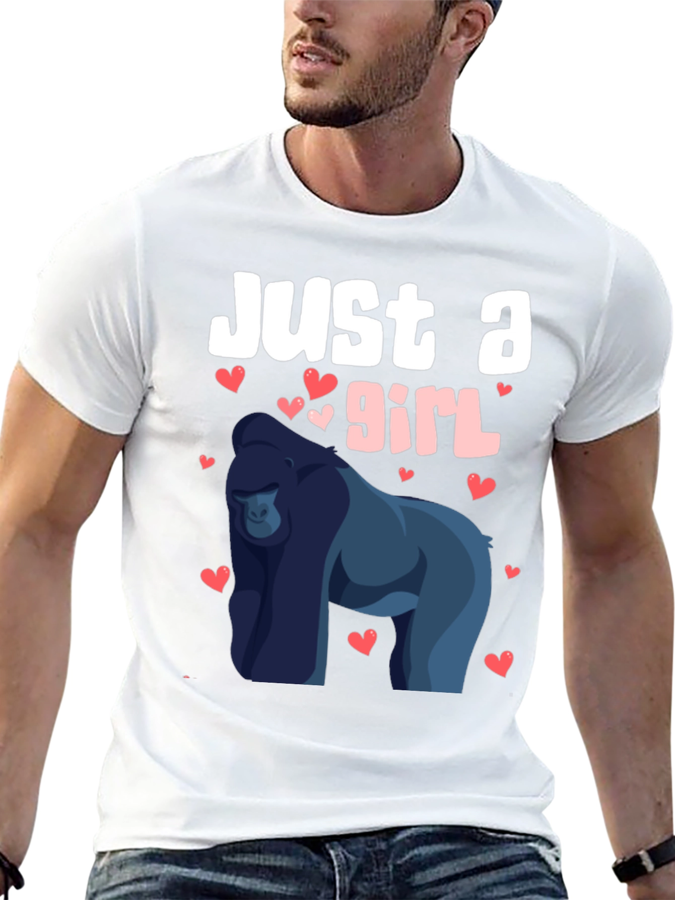 Black Just a Girl Who Loves Gorillas T-Shirt view 13