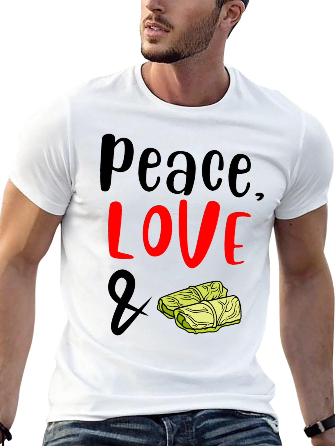 Black Peace, Love & Cabbage Roll T-Shirt view 13