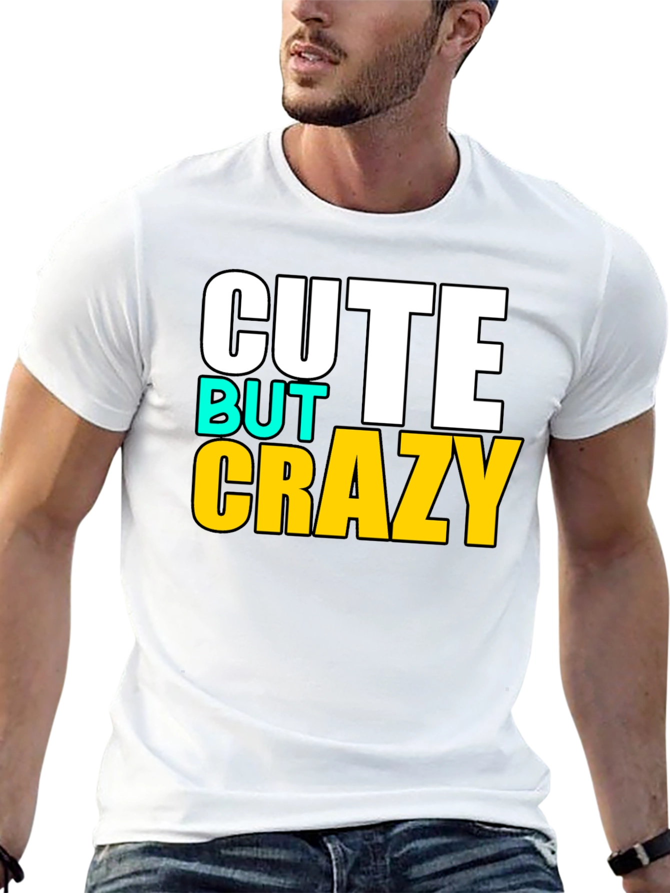 Black Cute But Crazy Graphic T-Shirt - Black view 13