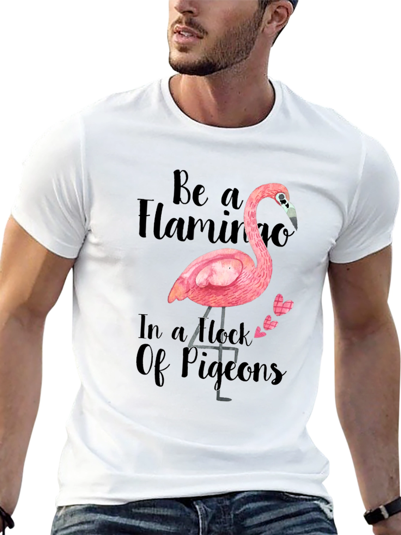 Black Be a Flamingo T-Shirt - Quirky Graphic Tee view 13