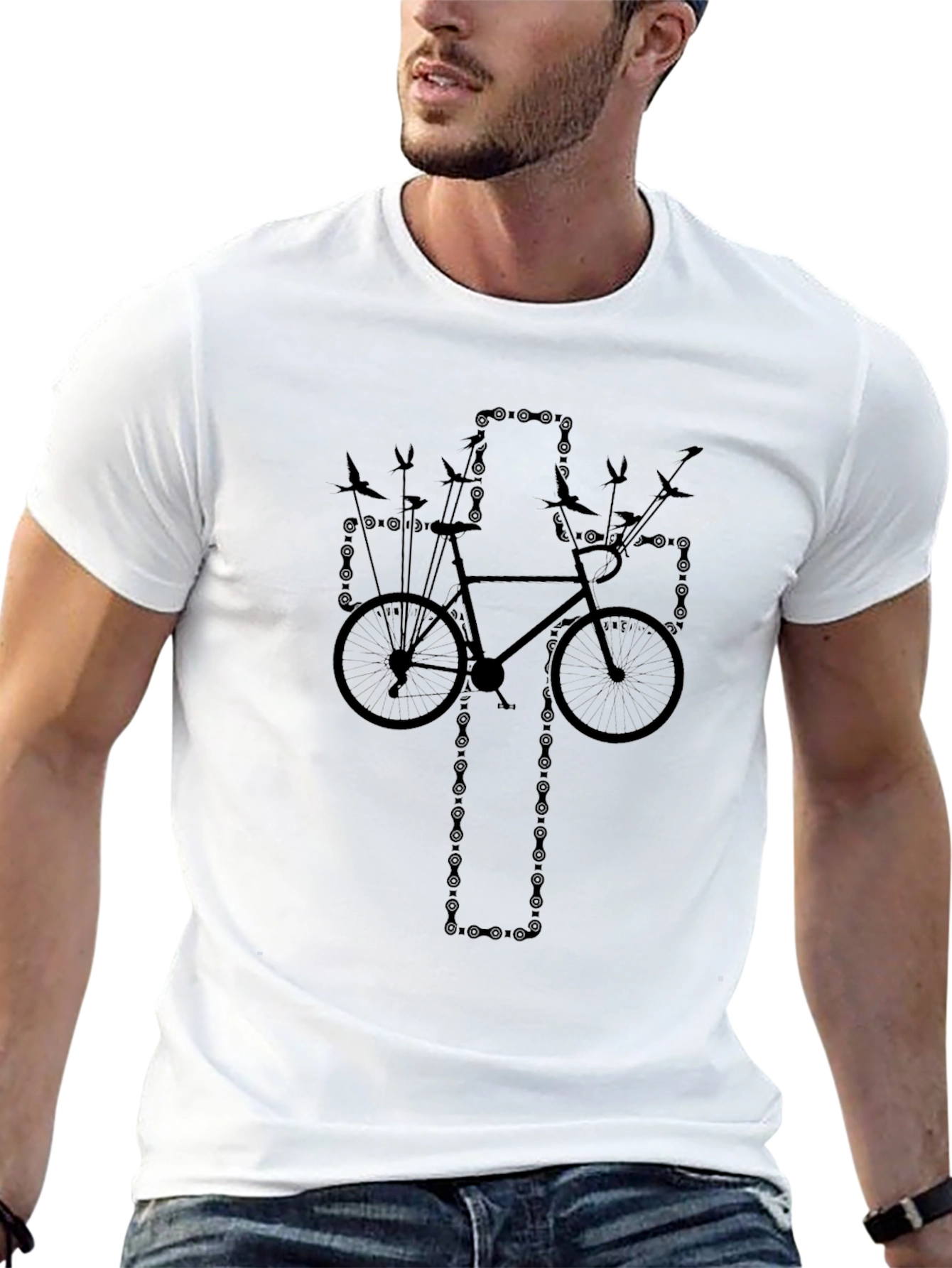 Black Bike Chain Cross T-Shirt - Unique Cycle Design view 13