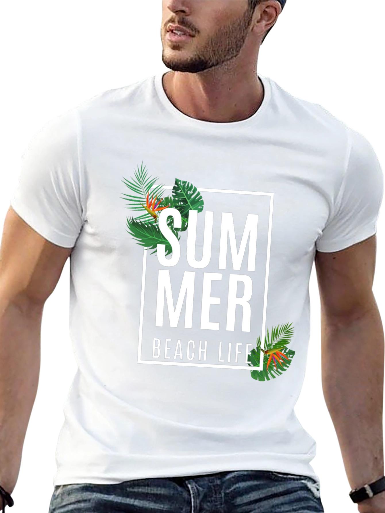 Black Summer Beach Life Graphic Tee - Black Casual T-Shirt view 13