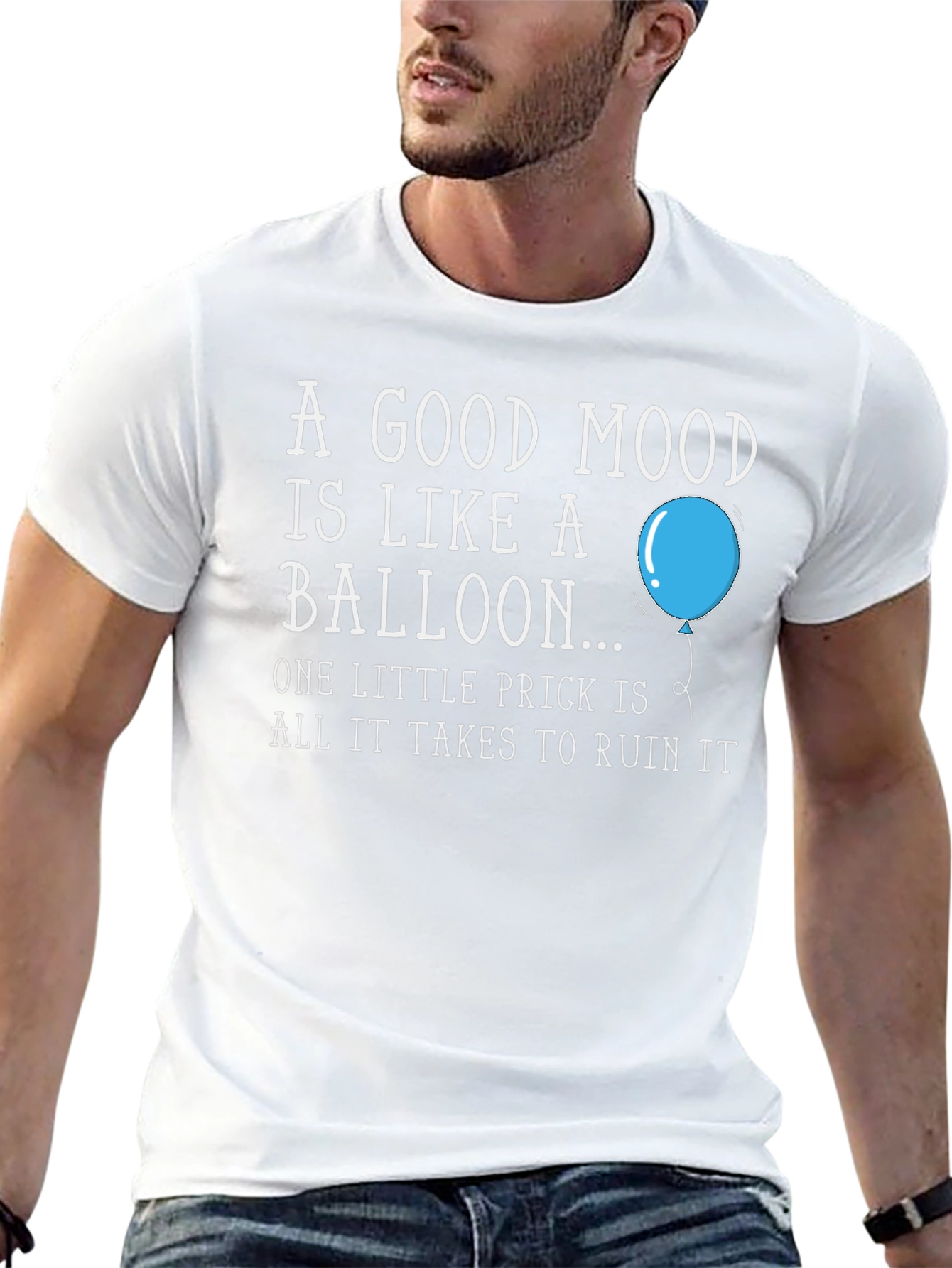 Black Good Mood Balloon Graphic T-Shirt - Funny Humor Tee view 13