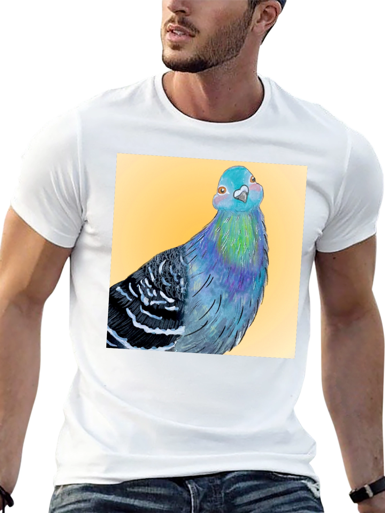 Black Pigeon Graphic T-Shirt - Unique Bird Art Tee view 13