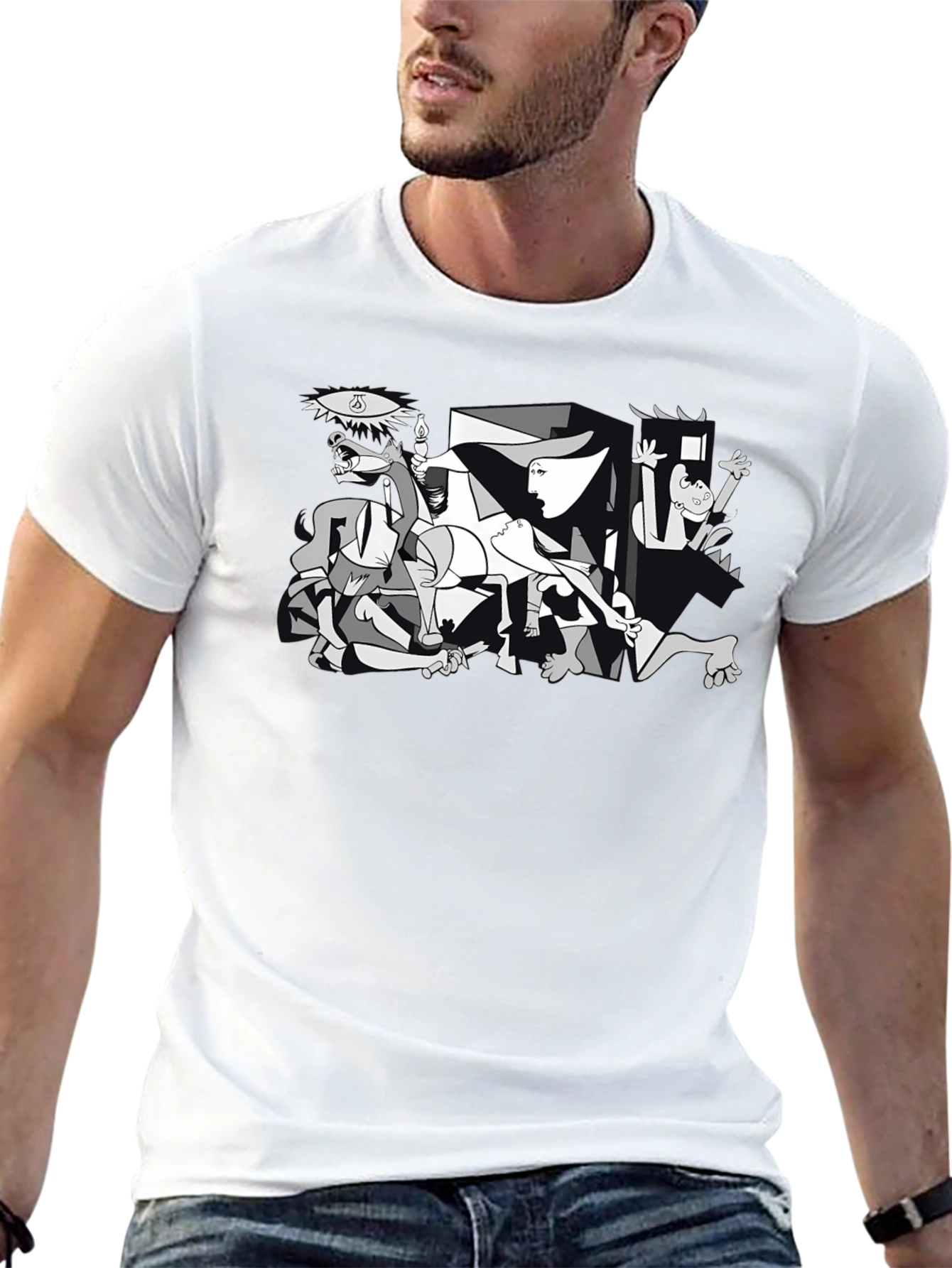 Black Guernica Style Graphic T-Shirt - Black view 13