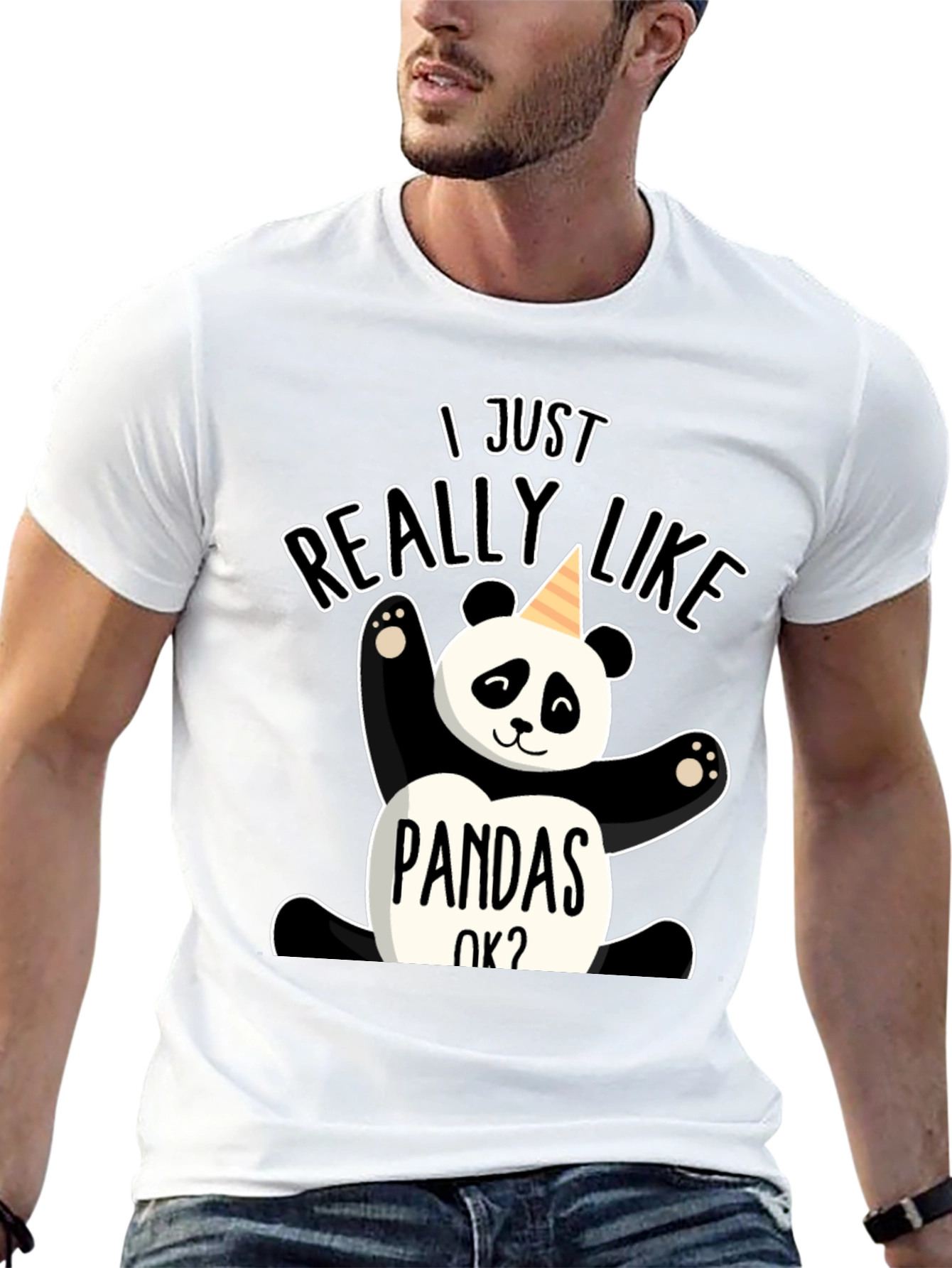 Black I Just Really Like Pandas OK? Graphic Tee view 13
