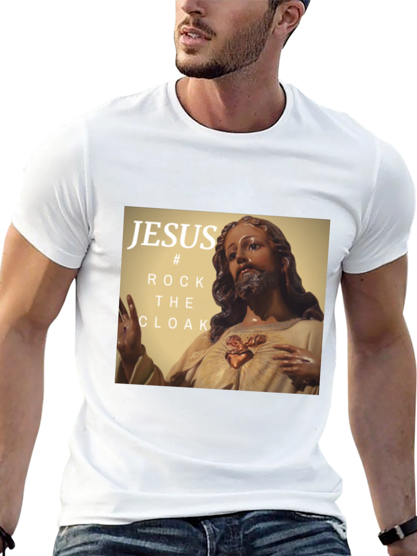 Black Jesus Rock the Cloak Graphic T-Shirt view 13