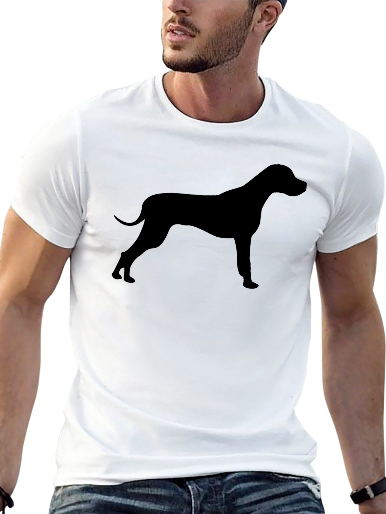 Black Dog Silhouette Black T-Shirt view 13