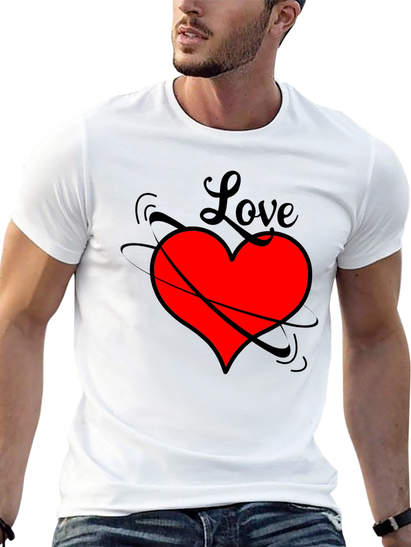 Black Love Heart Black T-Shirt - Stylish Graphic Tee view 13
