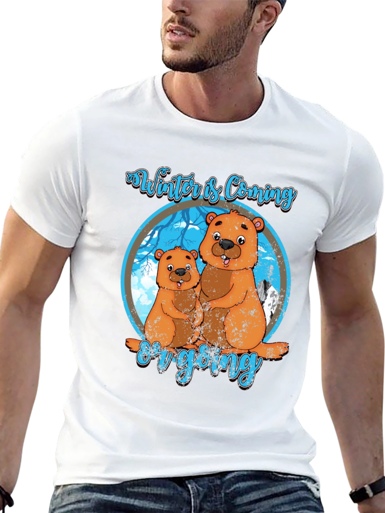 Black Winter is Coming Groundhog T-Shirt view 13