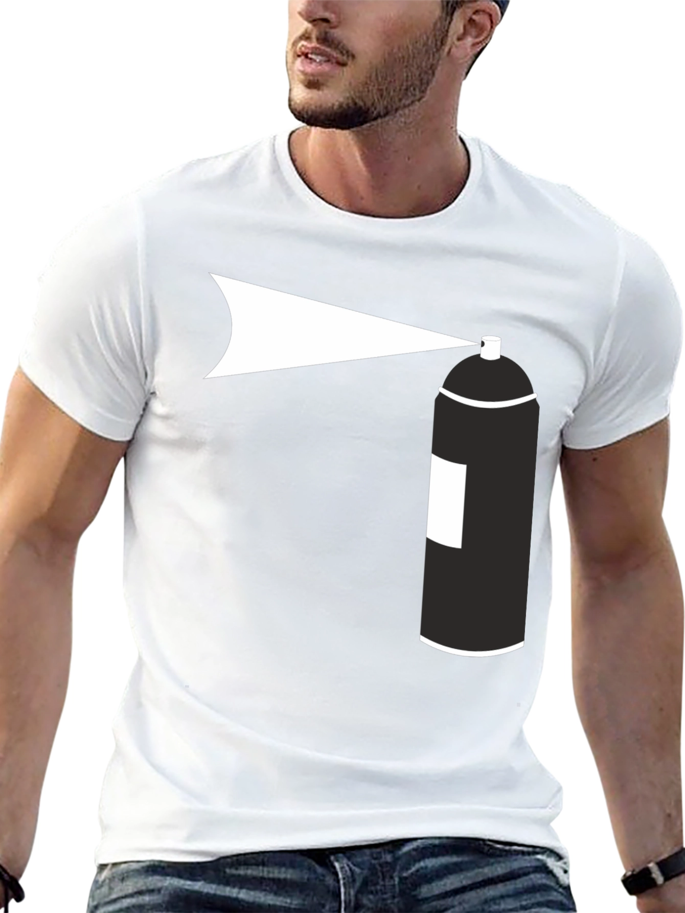 Black Spray Paint Graphic Tee - Black Cotton T-Shirt view 13