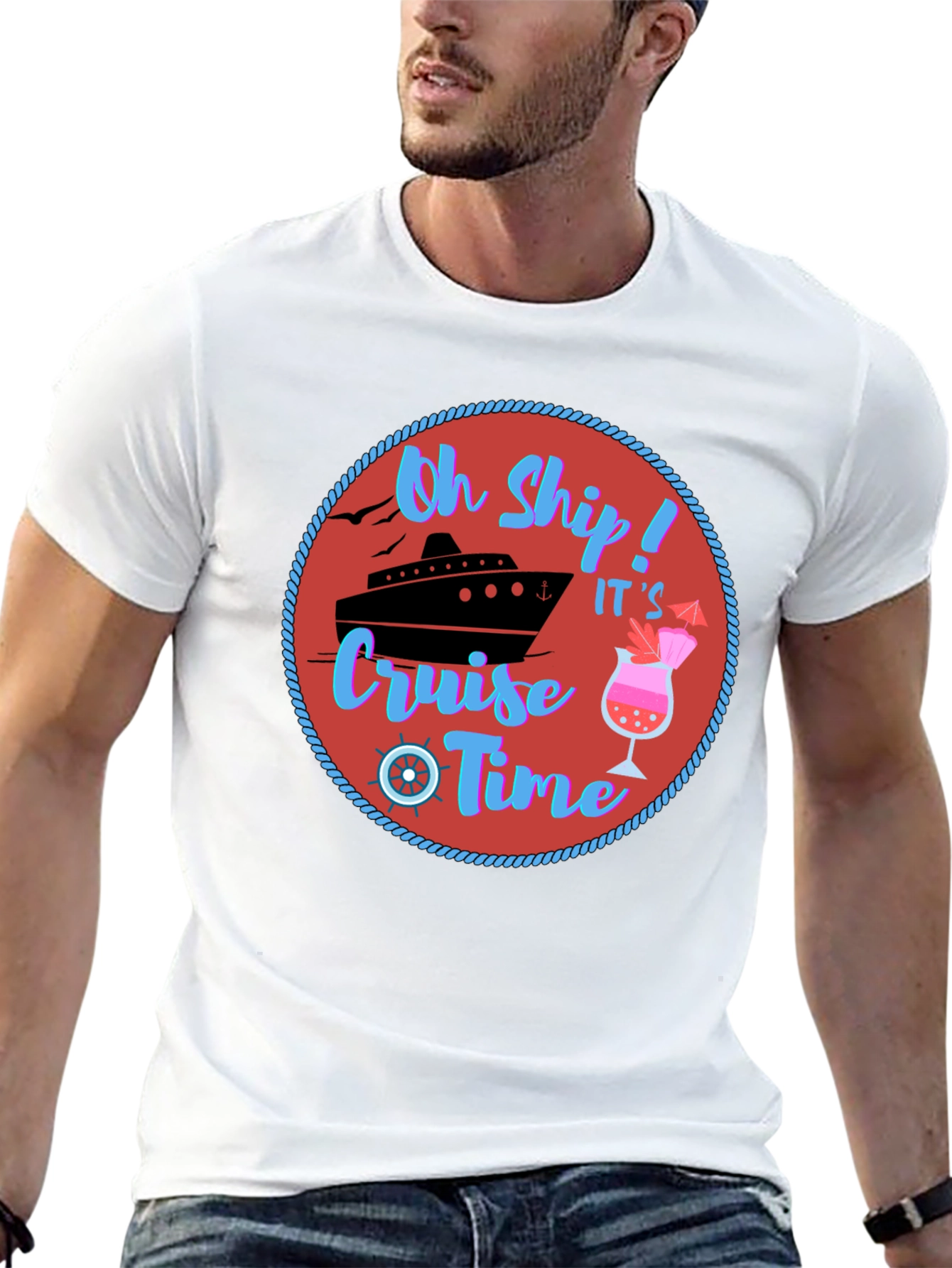 Black Oh Ship Cruise Time T-Shirt - Nautical Vacation Tee view 13