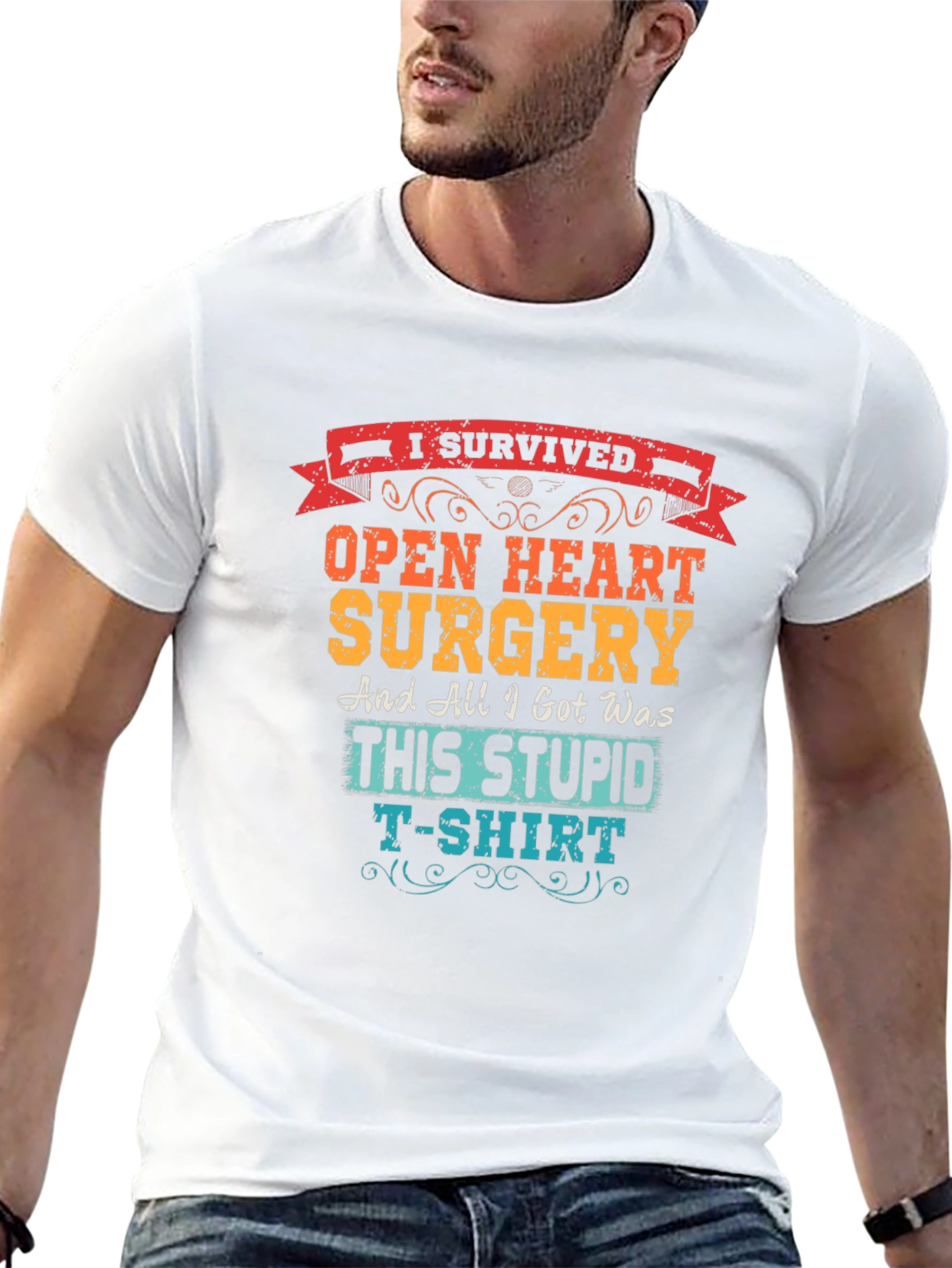 Black I Survived Open Heart Surgery T-Shirt view 13