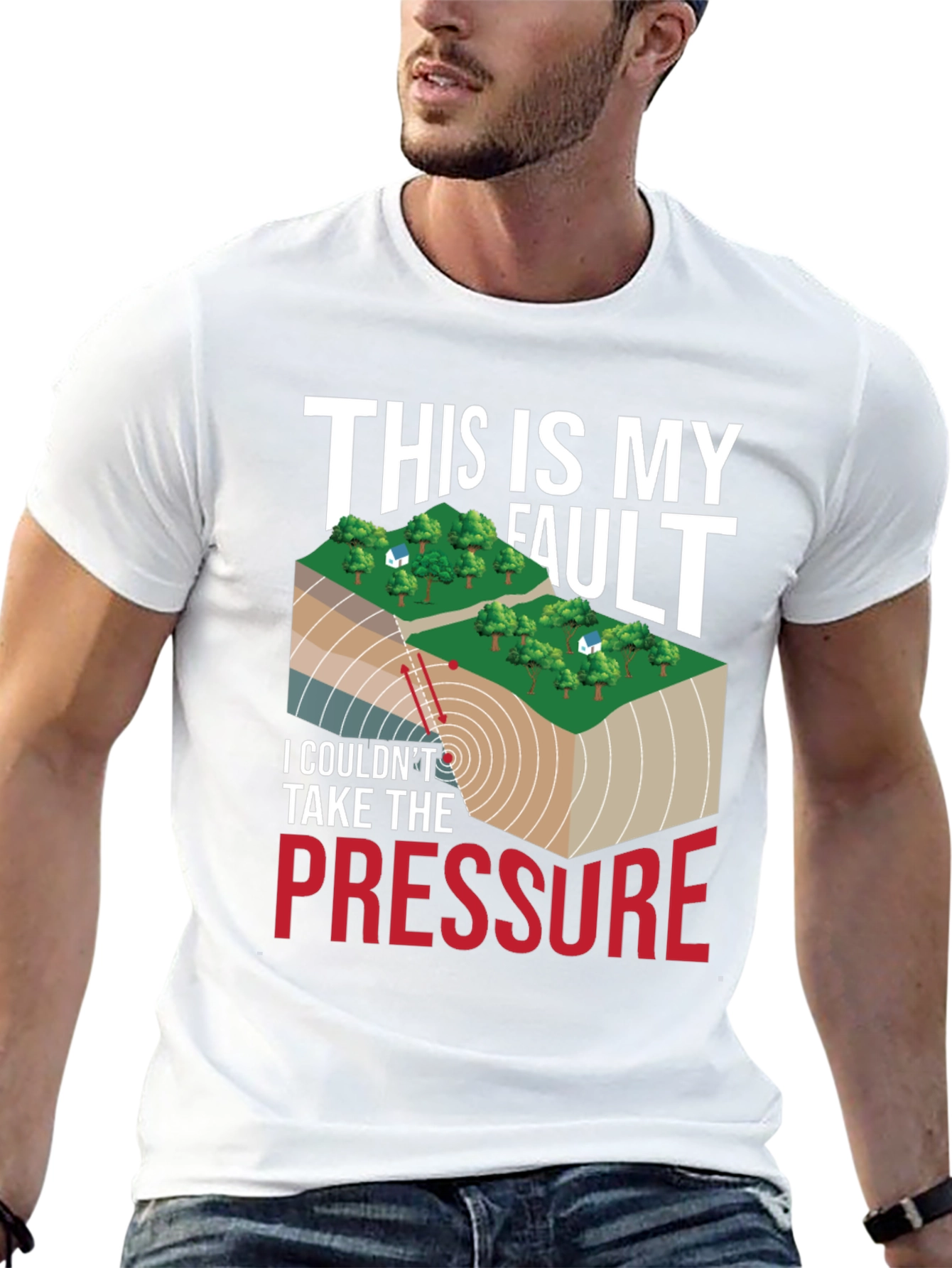 Black Geology Humor T-Shirt: This Is My Fault, Pressure view 13