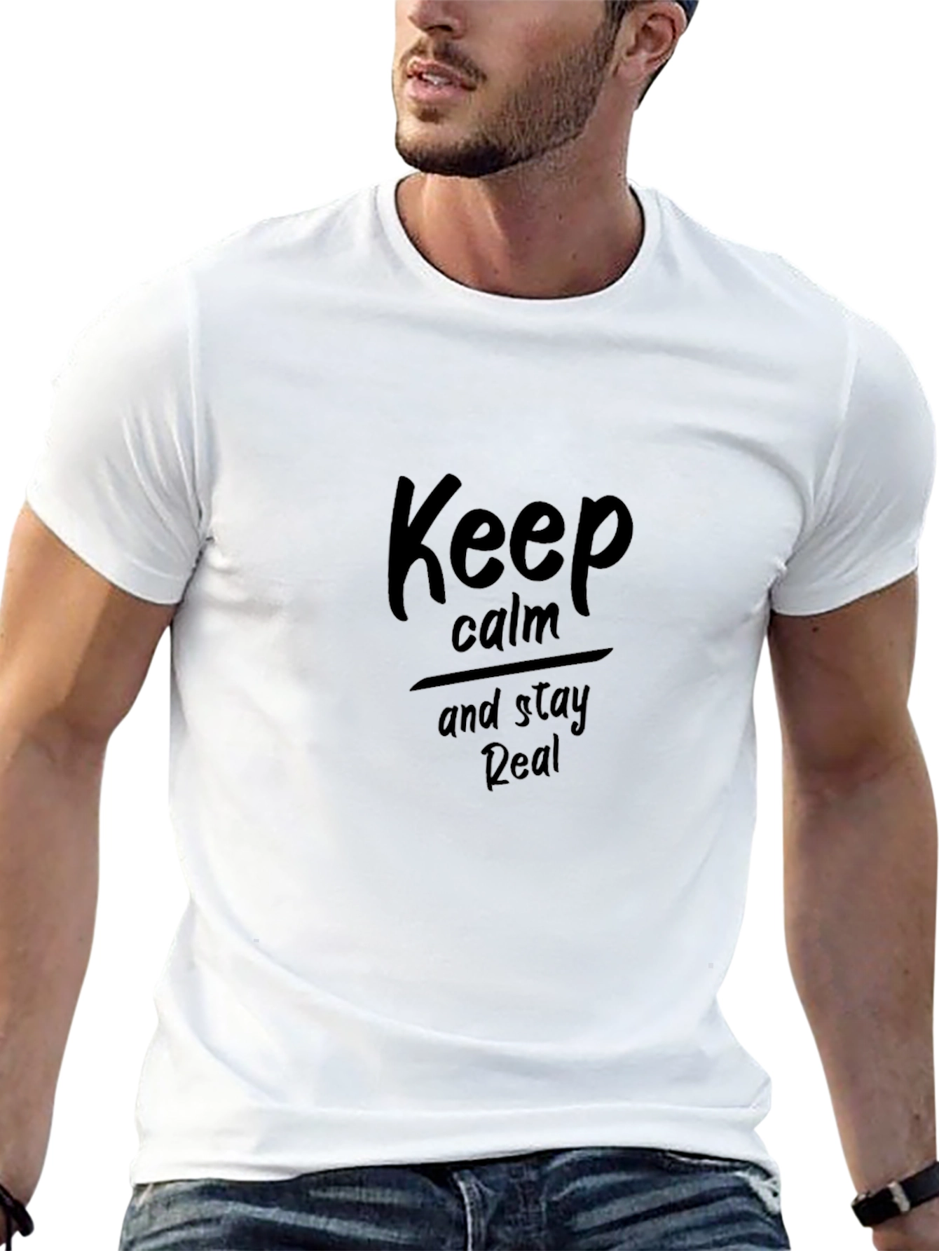 Black Keep Calm Stay Real Black T-Shirt view 13