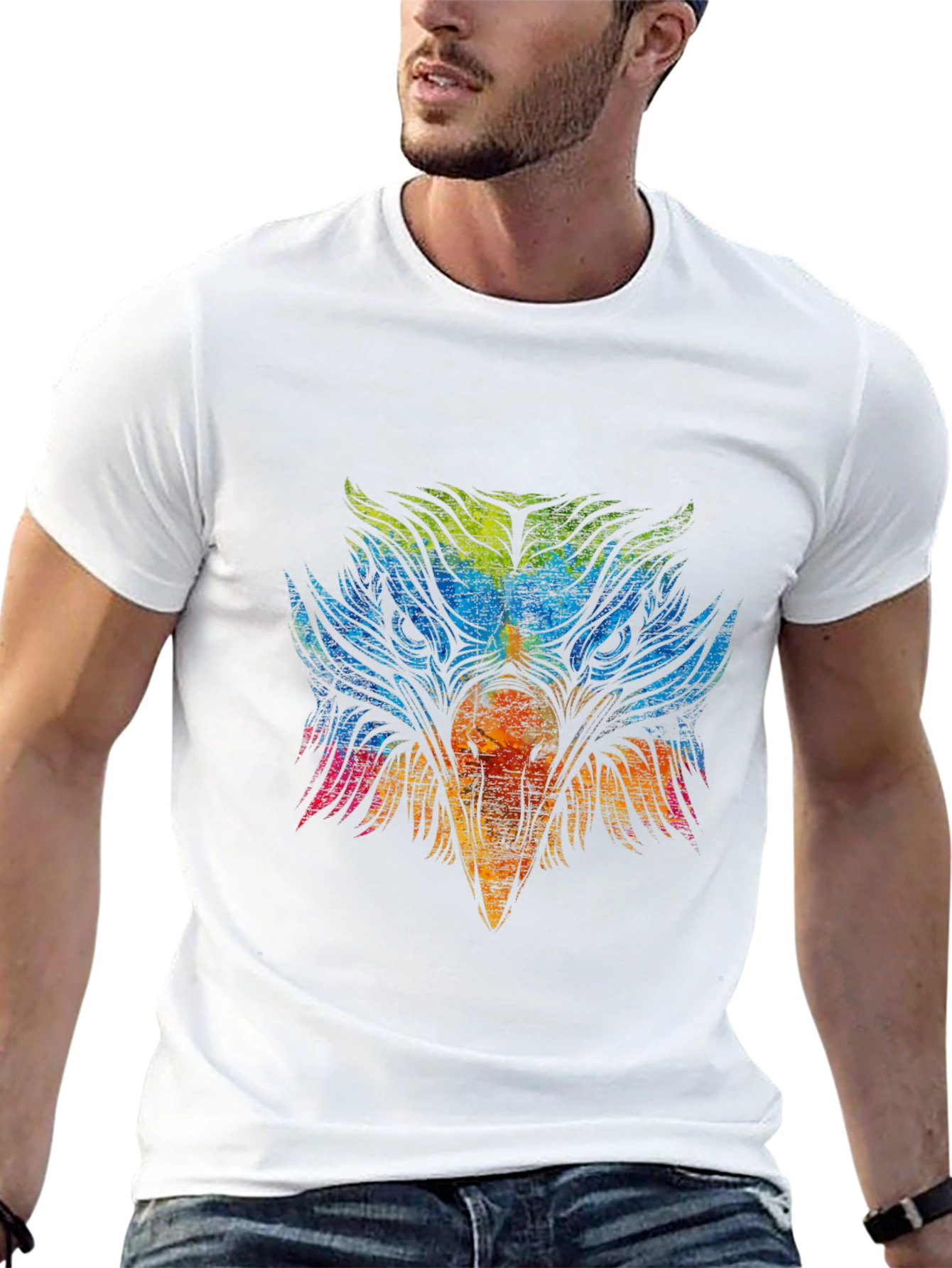 Black Colorful Eagle Graphic T-Shirt view 13