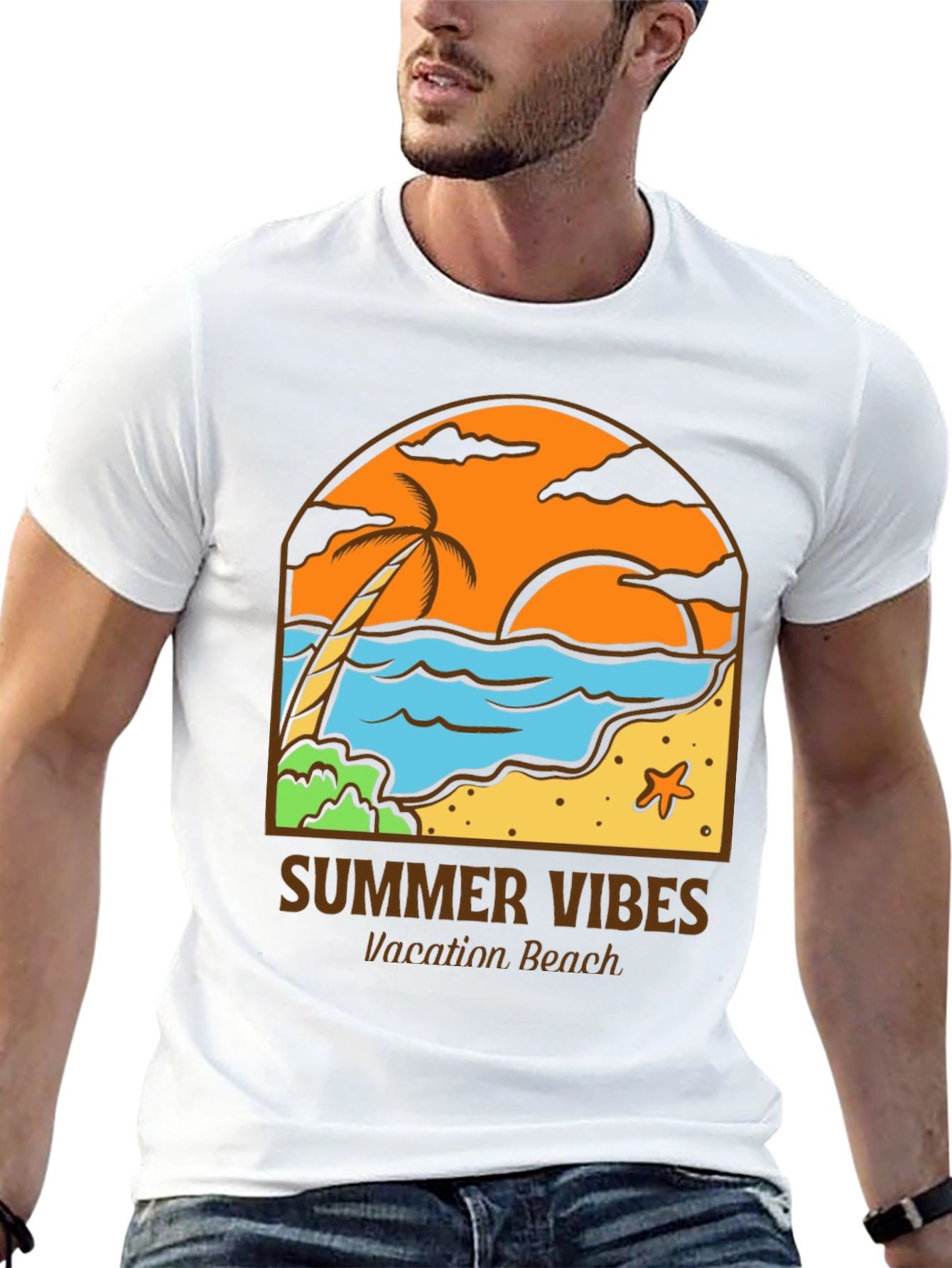 Black Summer Vibes Graphic Tee - Vacation Beach view 13