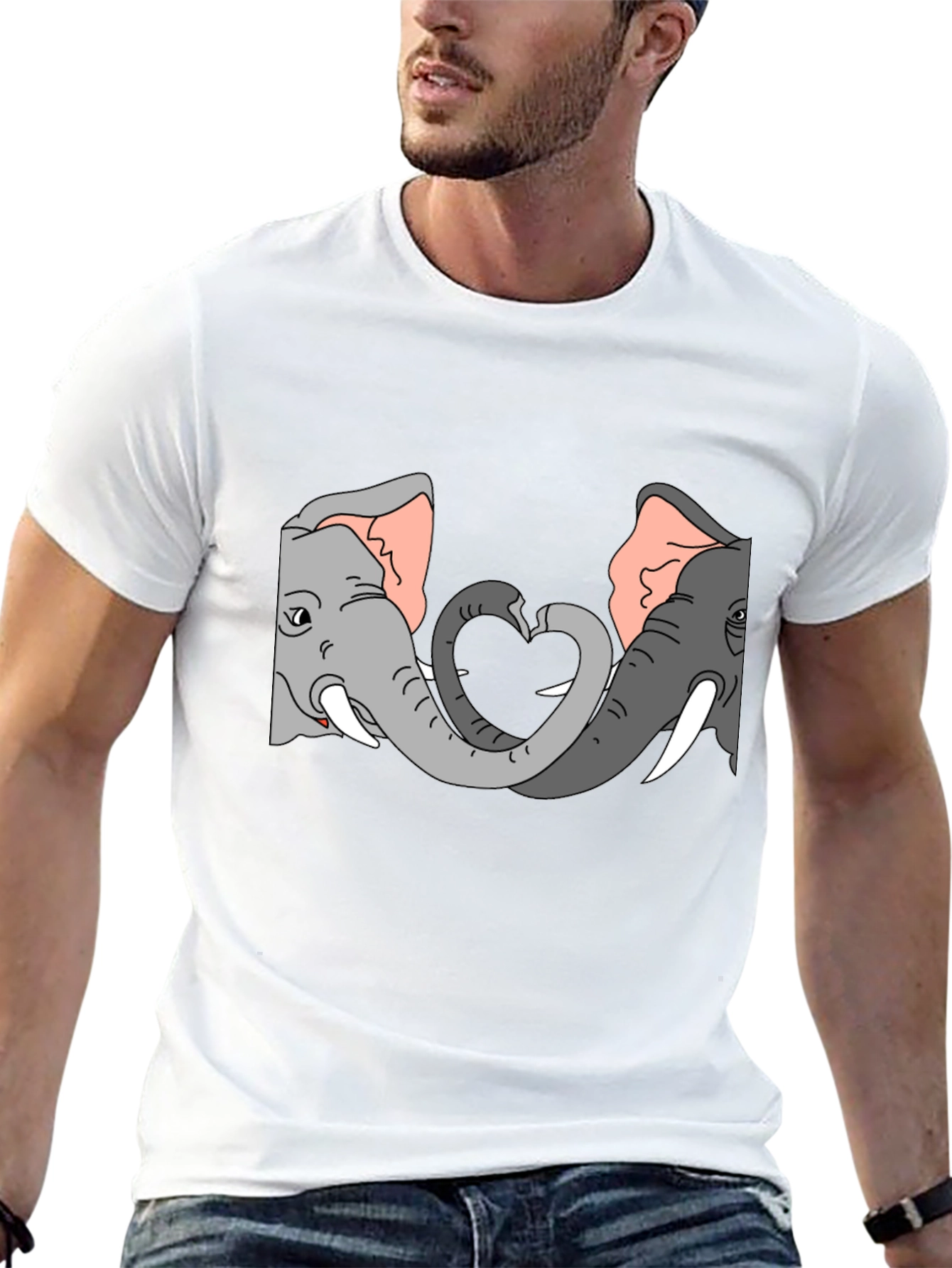 Black Elephant Love Heart Graphic Tee - Black view 13