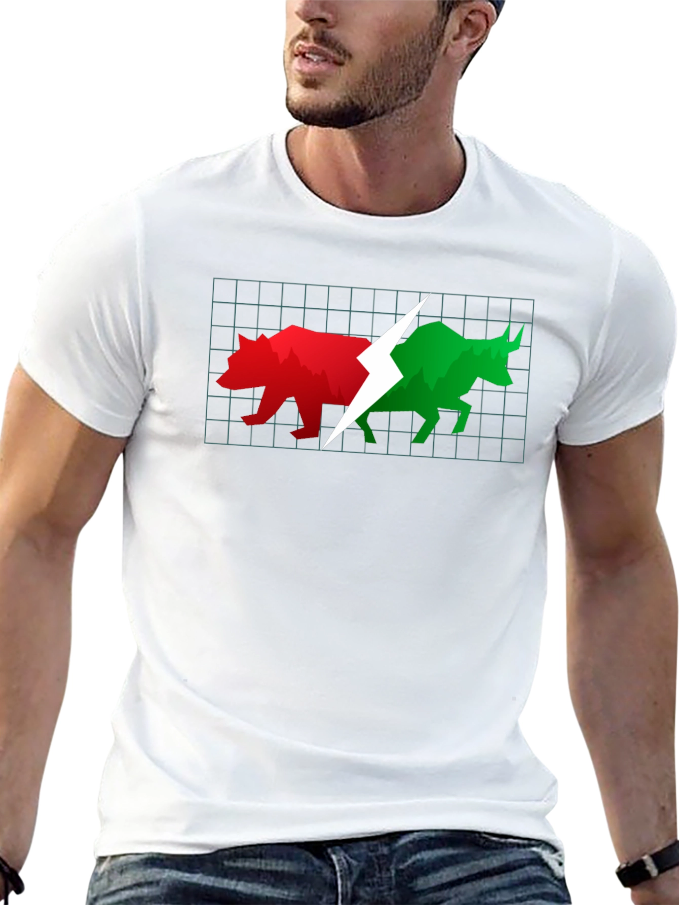 Black Stock Market Bull and Bear Black T-Shirt view 13