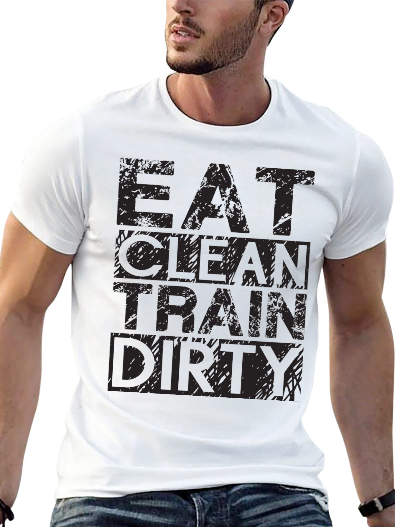 Black Eat Clean, Train Dirty Men's Graphic Tee view 13