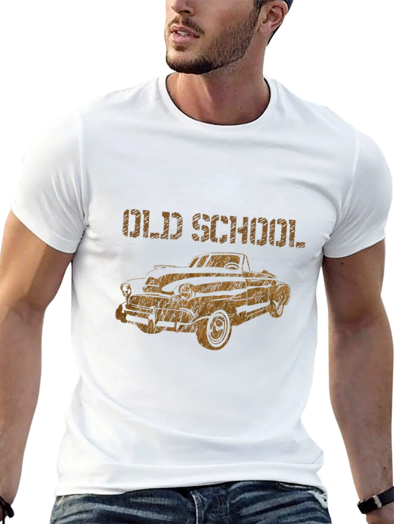 Black Old School Car Graphic T-Shirt view 13