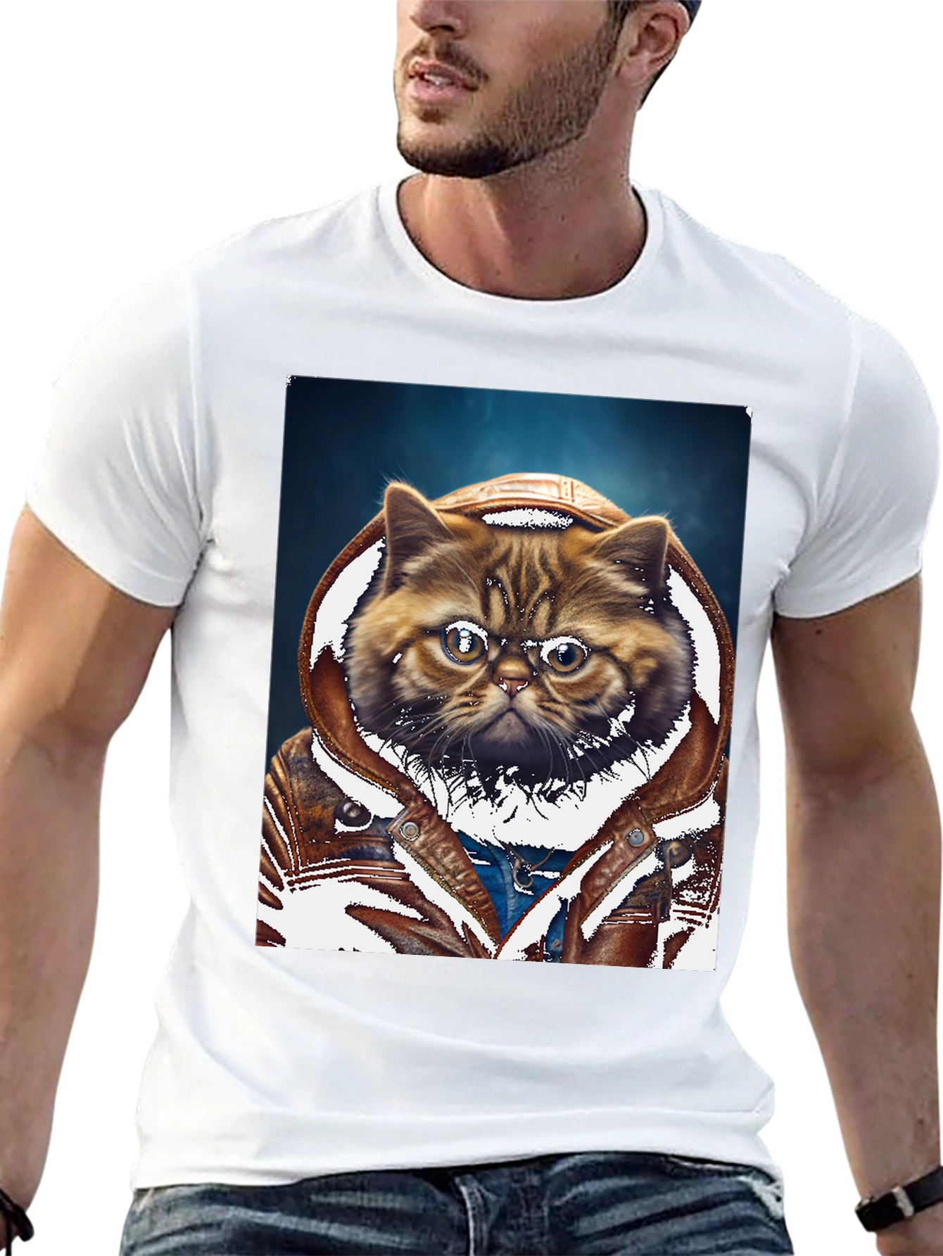 Black Cool Cat in Hoodie T-Shirt view 13