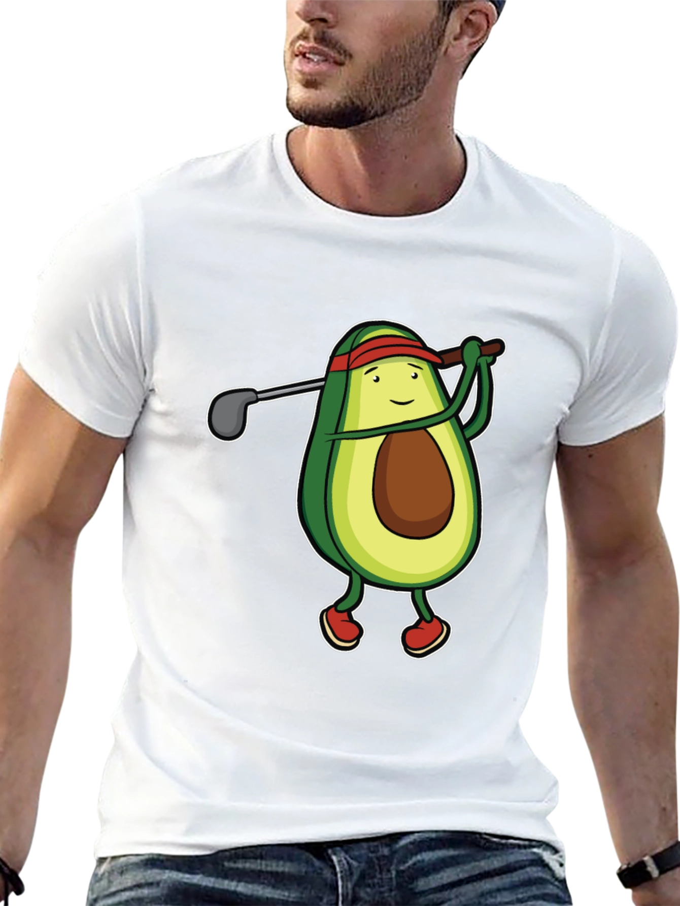 Black Avocado Golfer Funny Black T-Shirt view 13