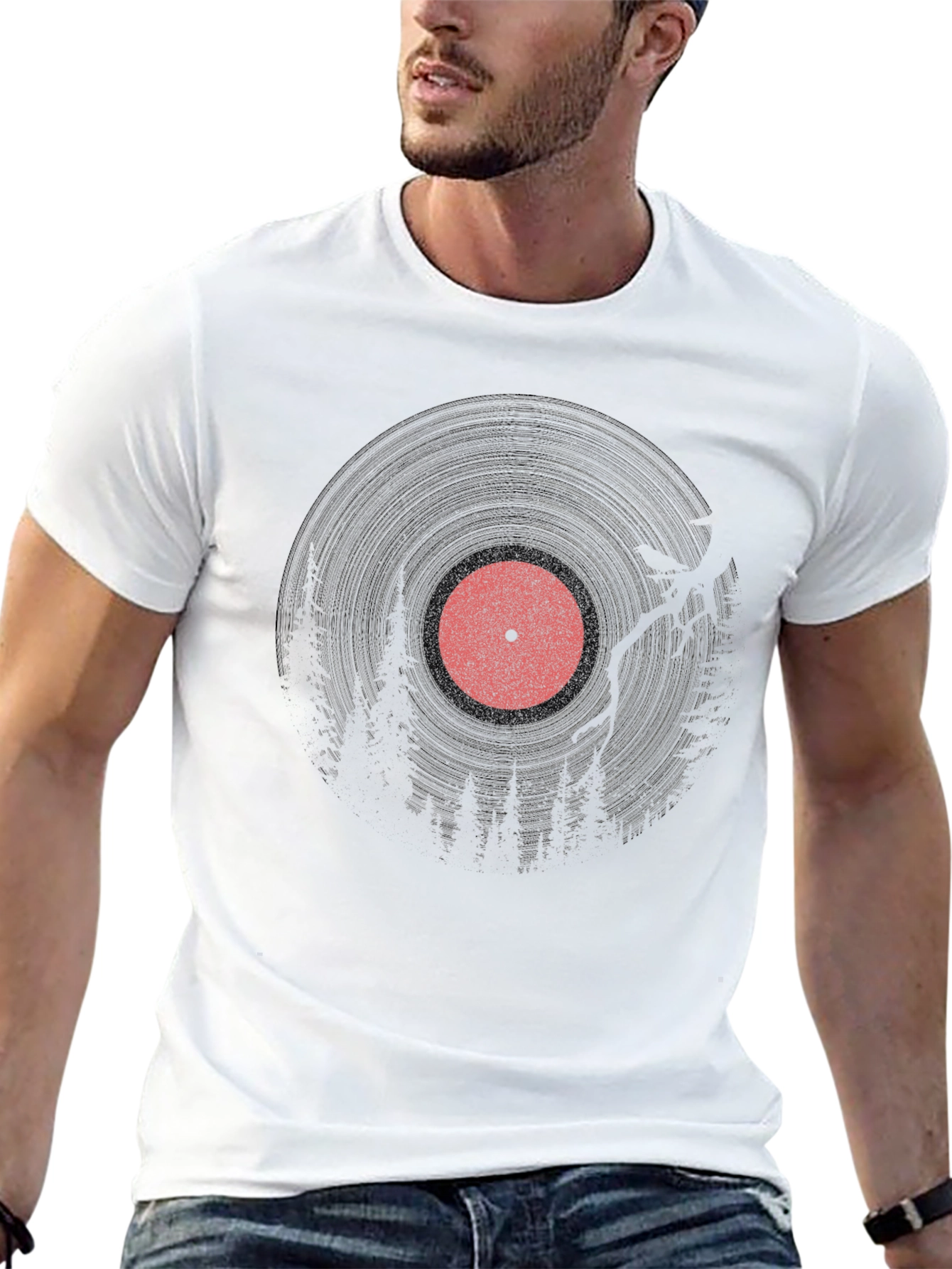 Black Retro Vinyl Record Graphic T-Shirt - Black view 13