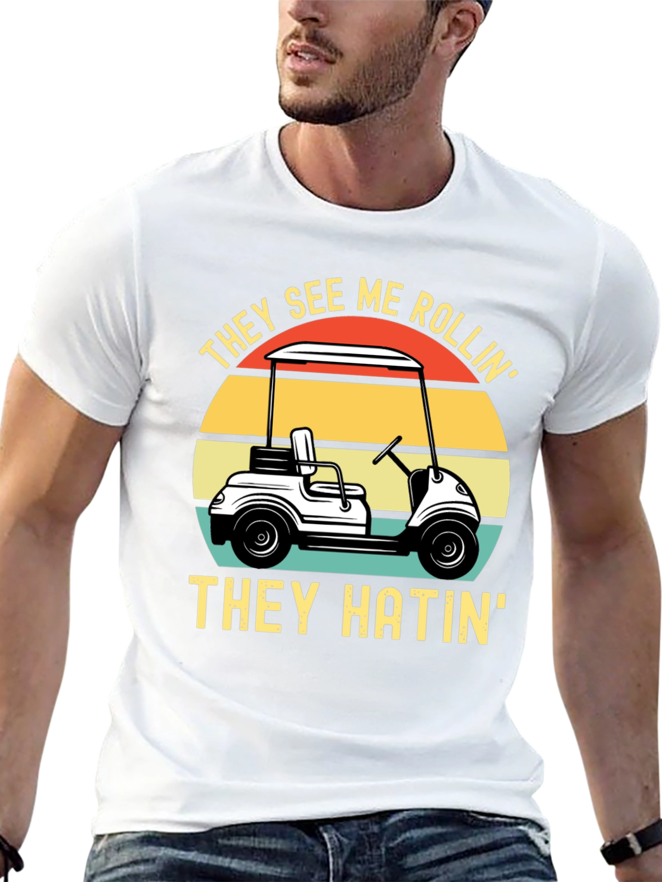 Black They See Me Rollin' T-Shirt - Golf Humor view 13
