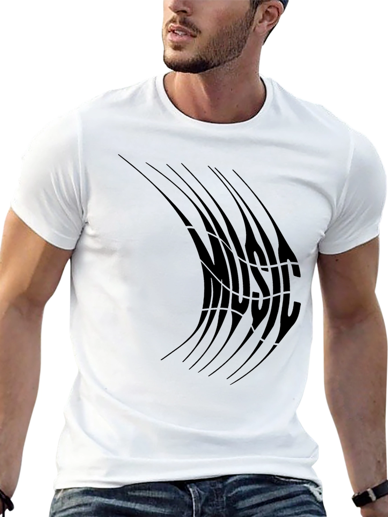 Black Abstract Music T-Shirt - Black view 13