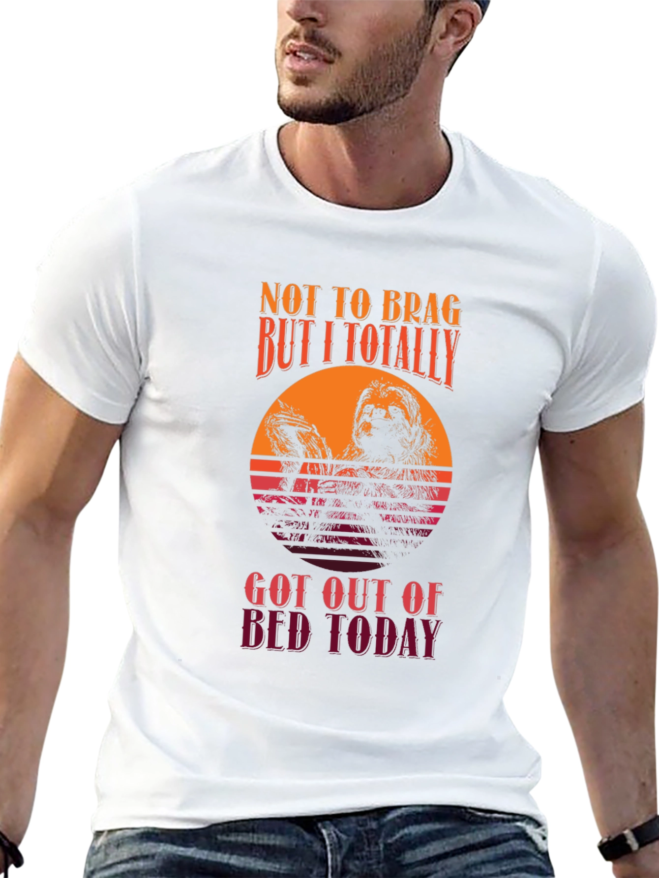 Black Funny Sloth T-Shirt: Not to Brag, But I Got Out of Bed Today view 13