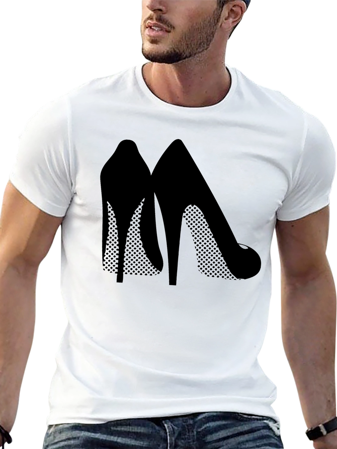 Black Stylish High Heel Silhouette Tee view 13