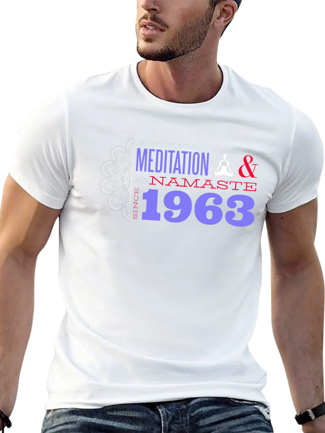 Black Meditation Namaste 1963 Black T-Shirt view 13