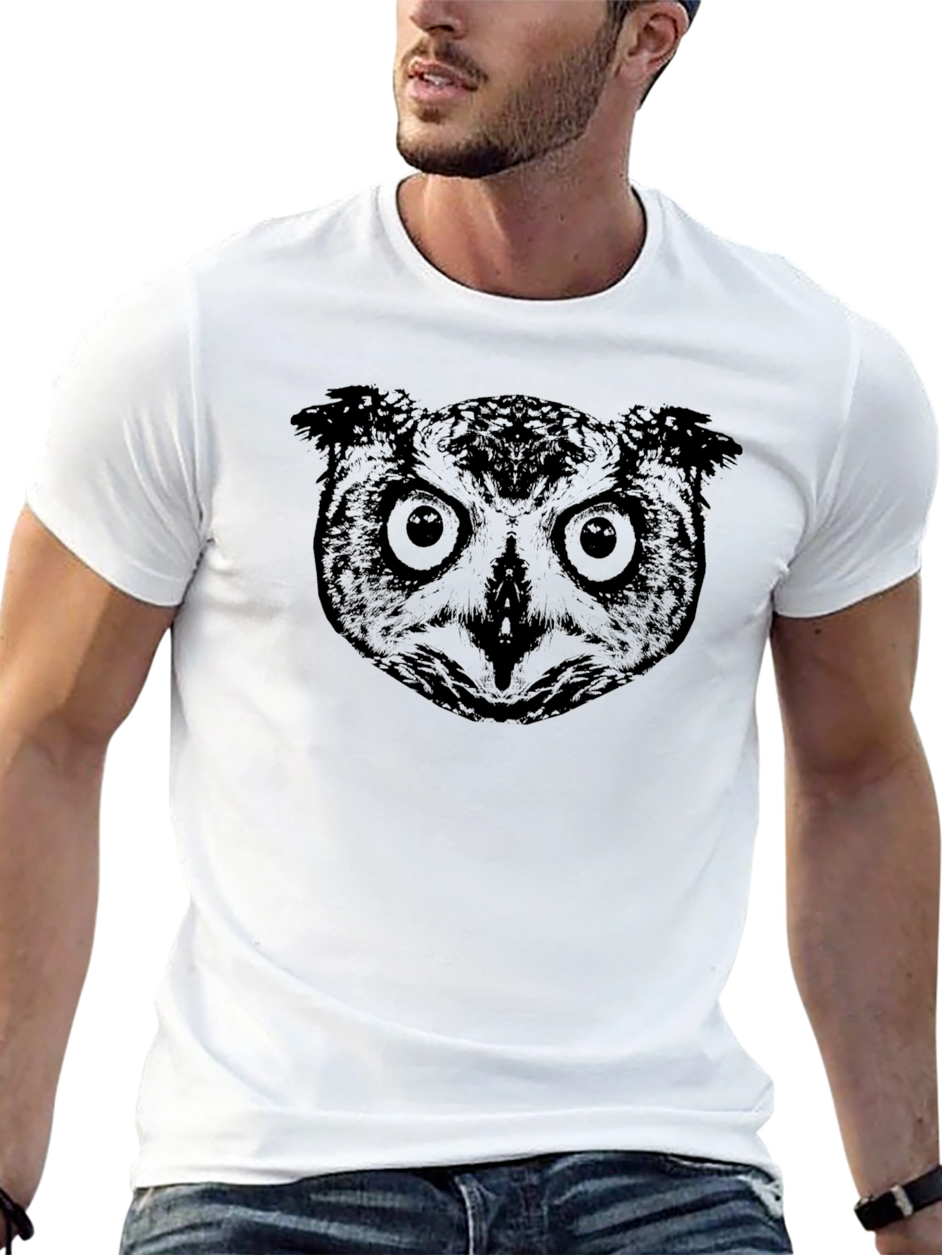 Black Owl Graphic Print Black T-Shirt view 13