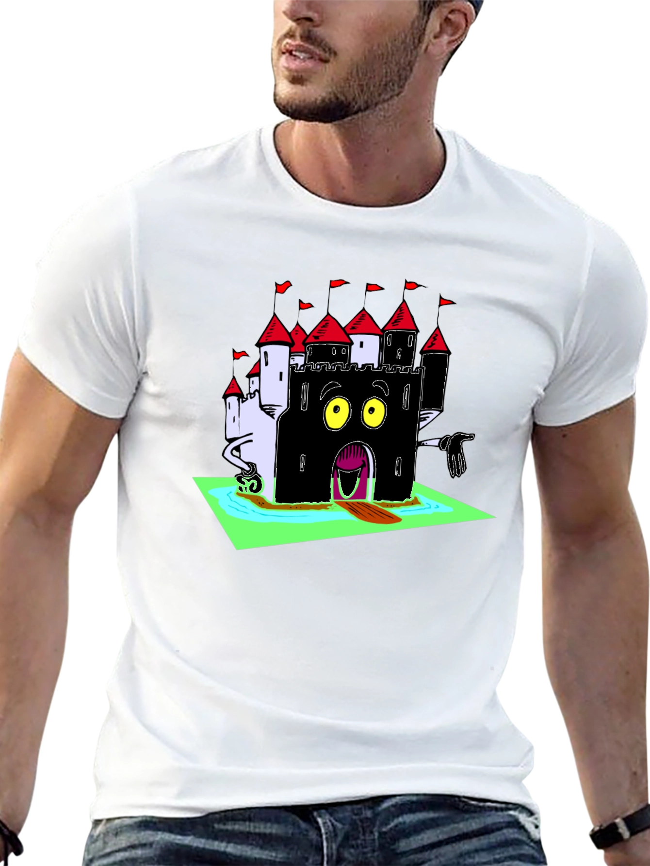 Black Spooky Castle Graphic Tee - Unique Horror Design view 13