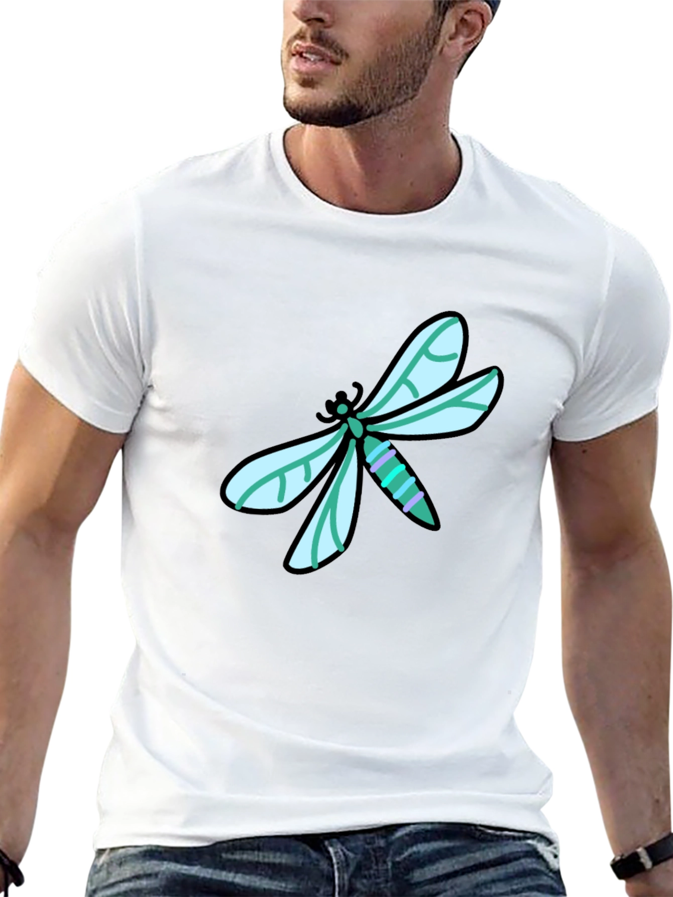 Black Dragonfly Graphic Tee - Black Cotton T-Shirt view 13