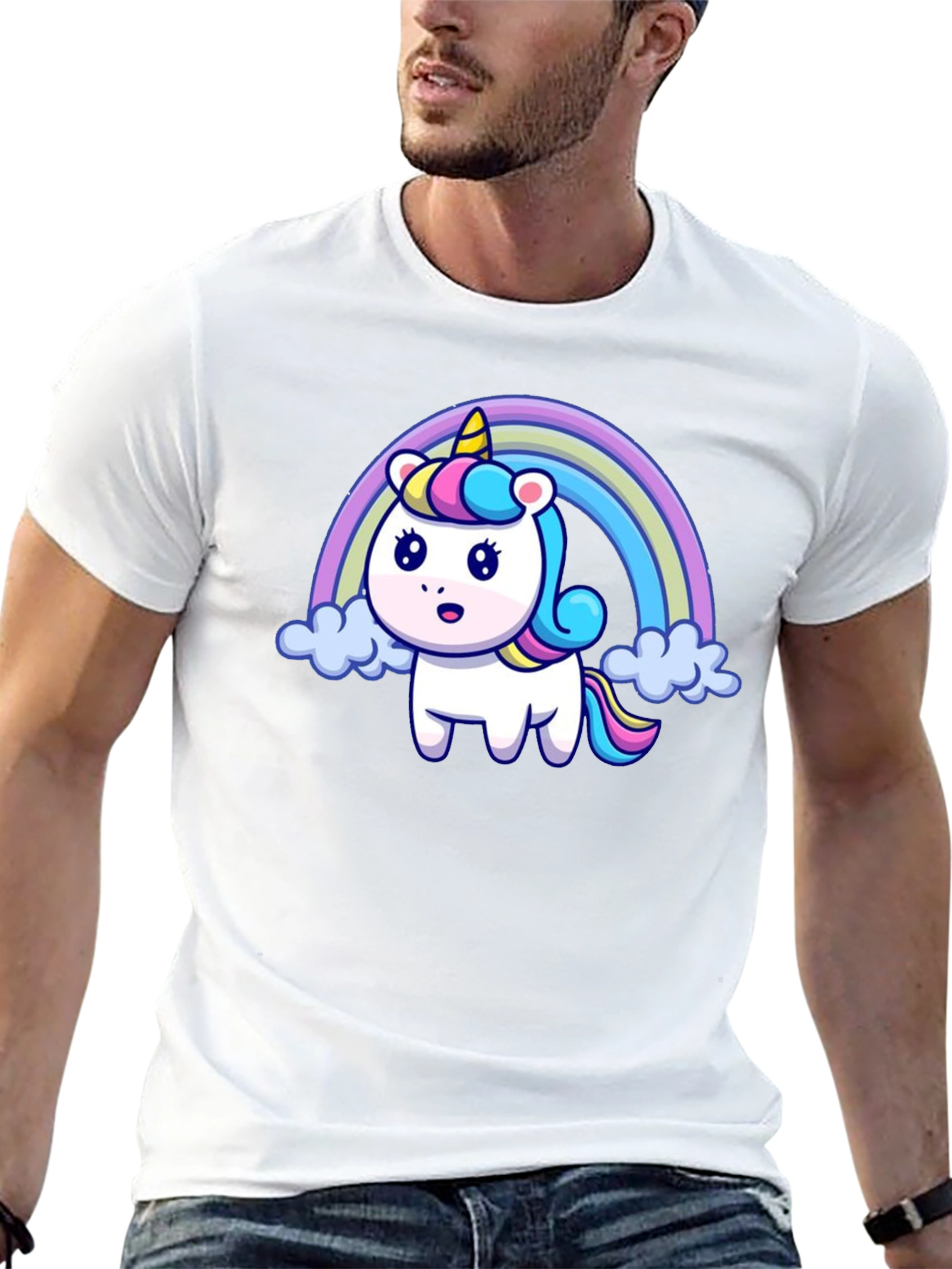 Black Rainbow Unicorn Graphic T-Shirt view 13