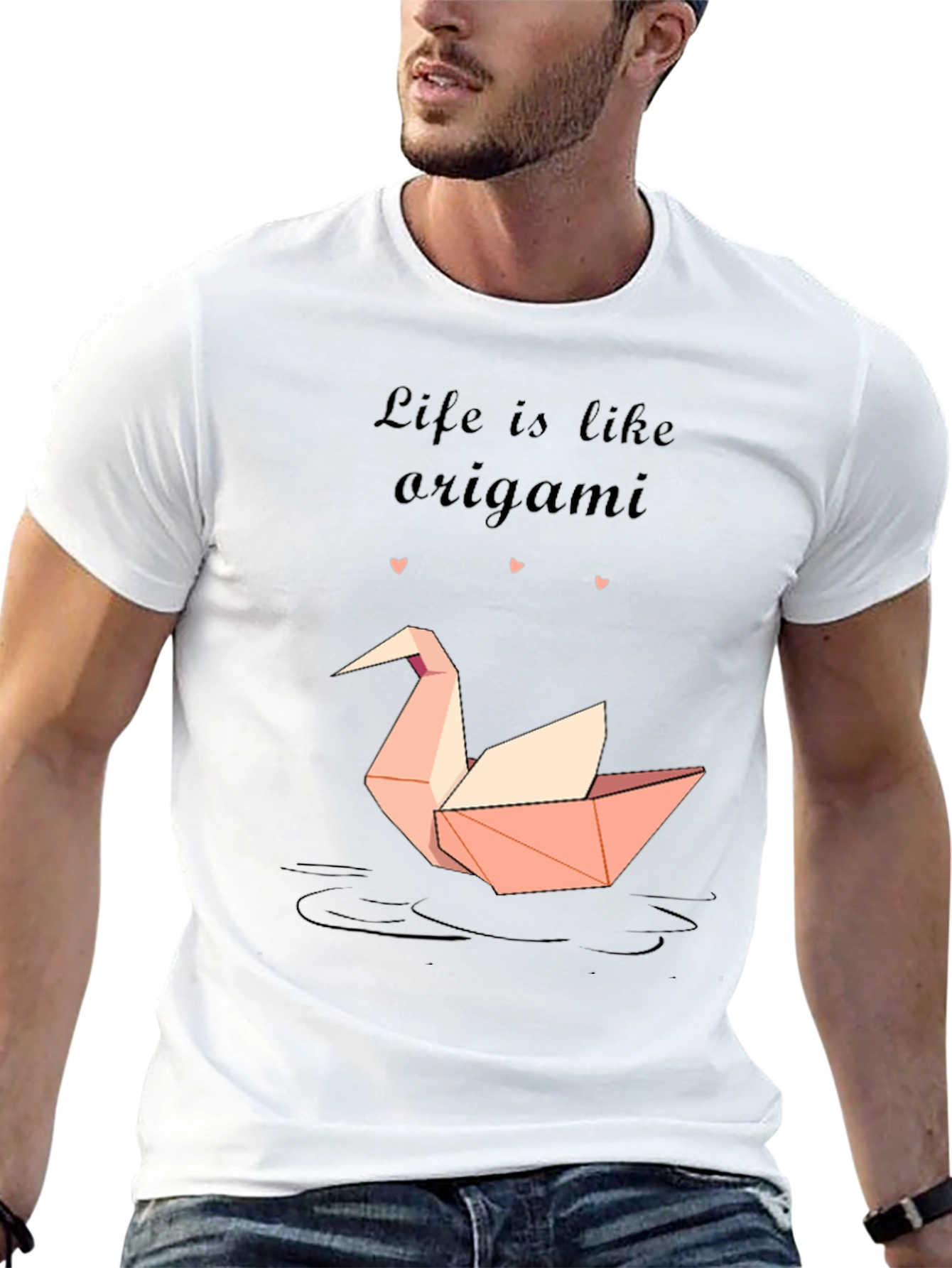 Black Origami Swan Graphic Tee - Life is Like Origami view 13